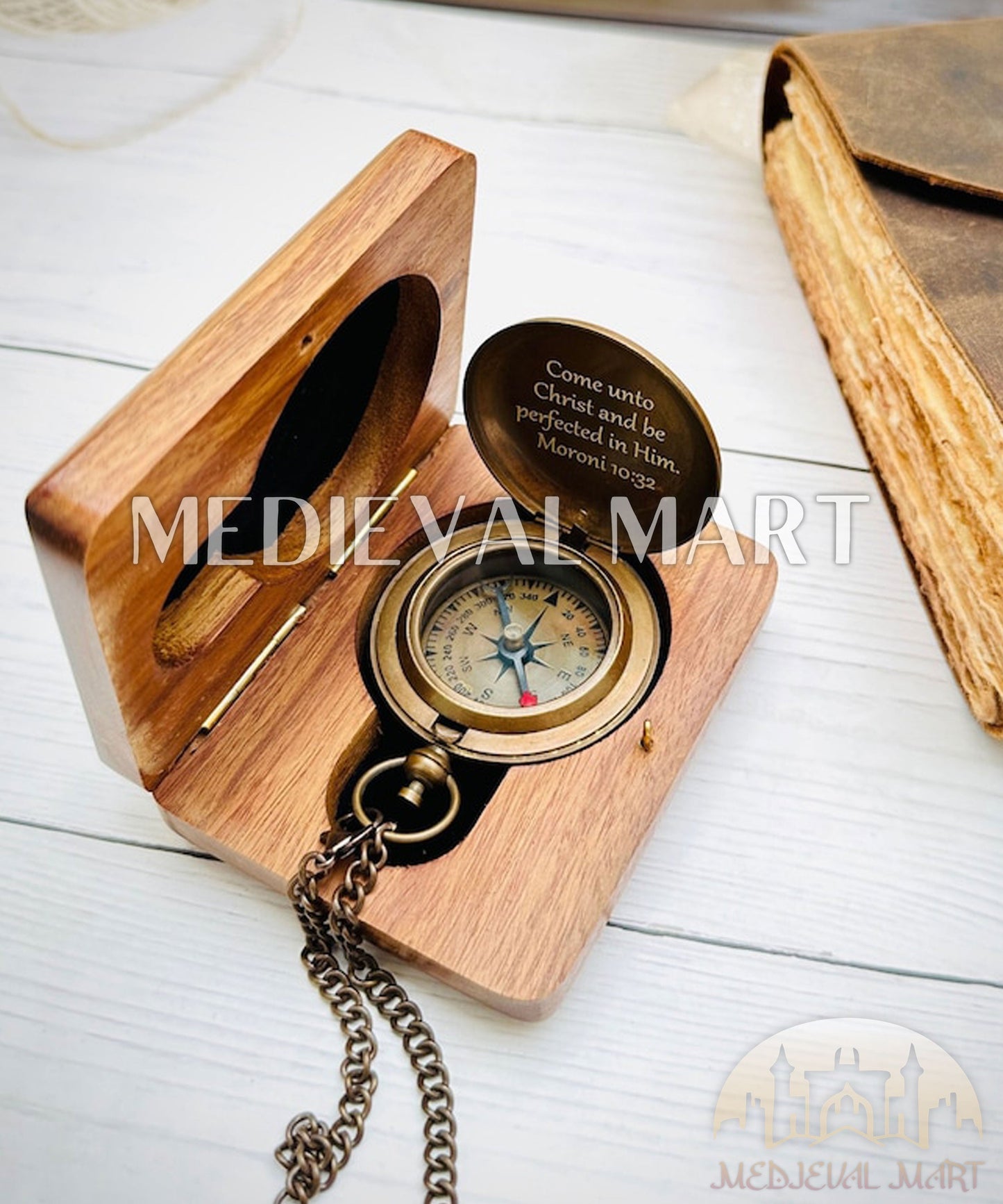 MEDIEVALMART AU Antique Finish “100 Years Calendar” Engraved Compass W/H “VintageVault” Case | Gift For Dad, Gift For Mom