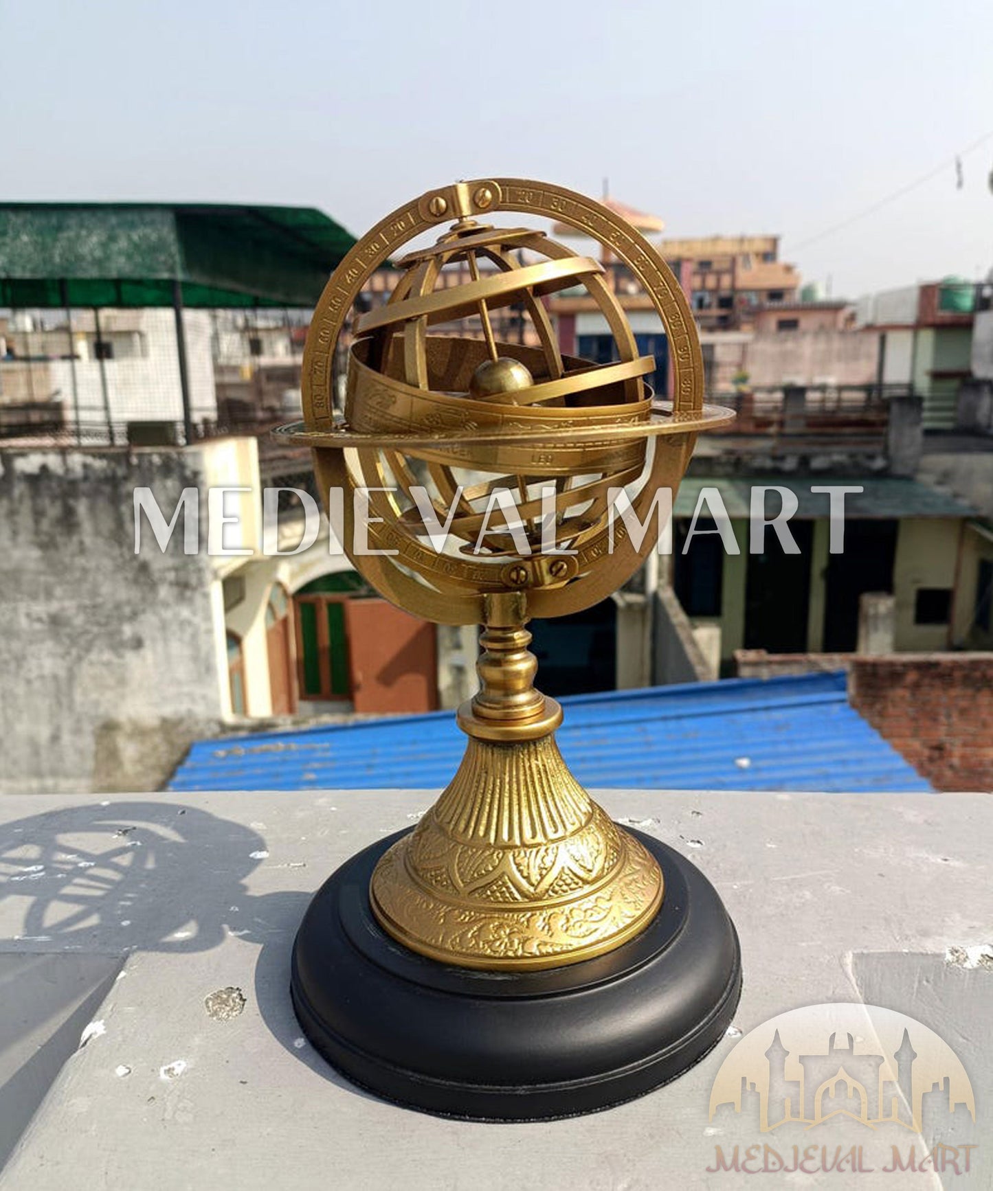 MEDIEVALMART AU "Achilles" Gold Finish Trojan Warrior Helmet W/H Free Stand | Troy Props