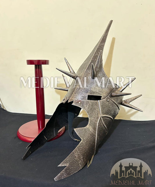 MEDIEVALMART AU Great Fantasy Helmet With Metal Horns or Free Stand | LARP Props