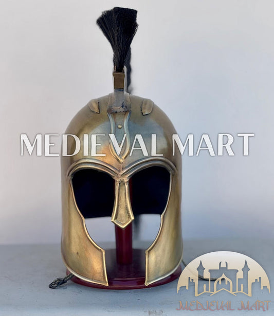 MEDIEVALMART AU "Achilles" Gold Finish Trojan Warrior Helmet W/H Free Stand | Troy Props