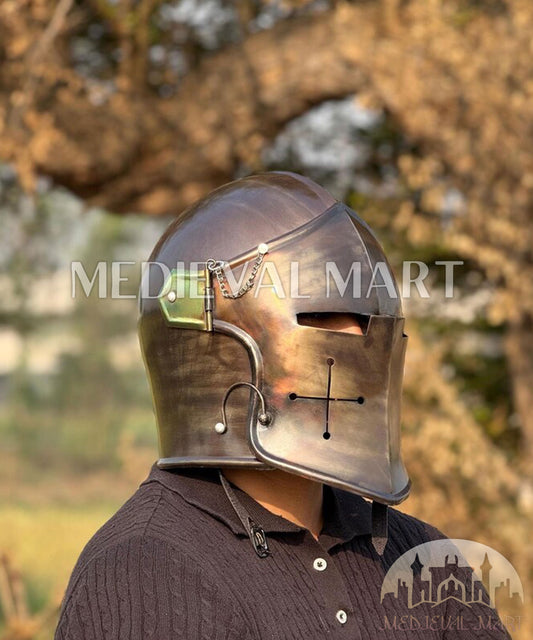 MEDIEVALMART AU Great Fantasy Helmet With Metal Horns or Free Stand | LARP Props