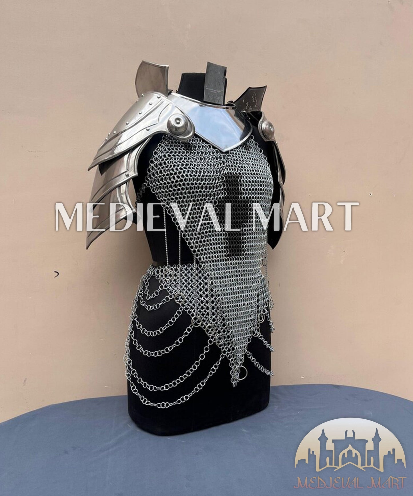 MEDIEVALMART AU Iconic Viking's Jarl Borg Iron Spikes  Battleworn Viking Wooden Shield | Gifts For Dad