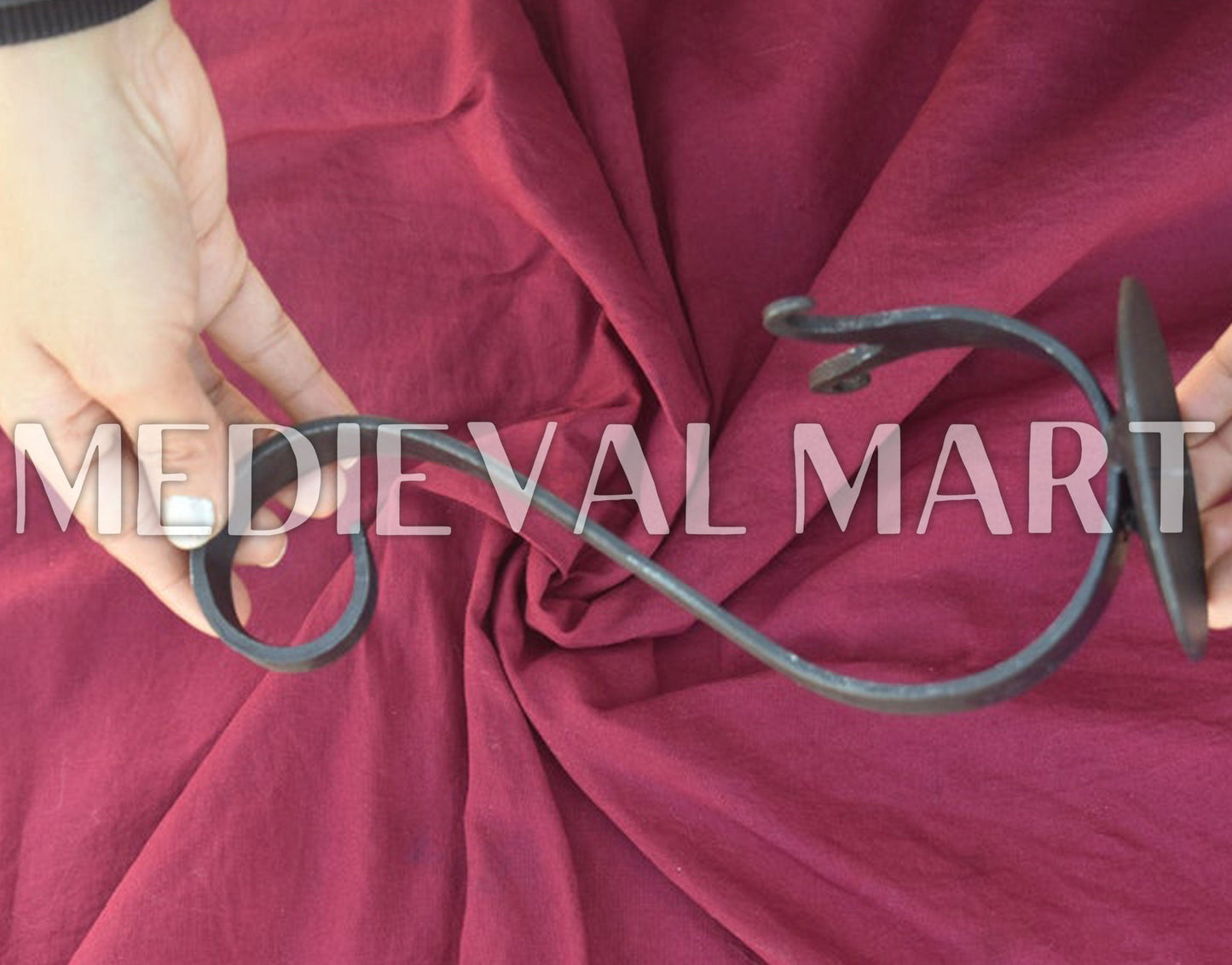 MEDIEVALMART AU Hand Forged Medieval Twisted Troll Cross Iron Pendent With Leather Cord