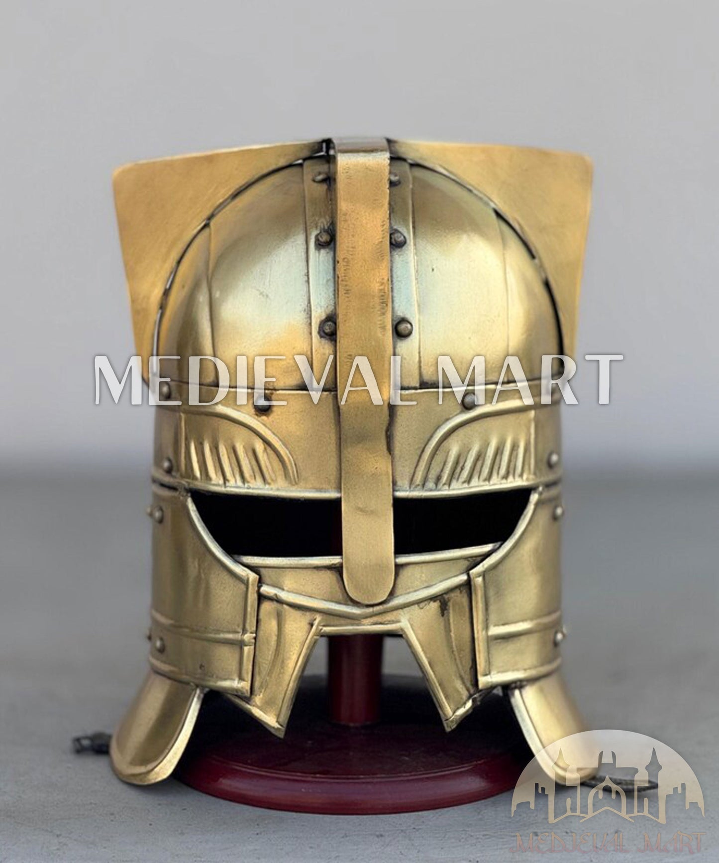 MEDIEVALMART AU Great Fantasy Helmet With Metal Horns or Free Stand | LARP Props