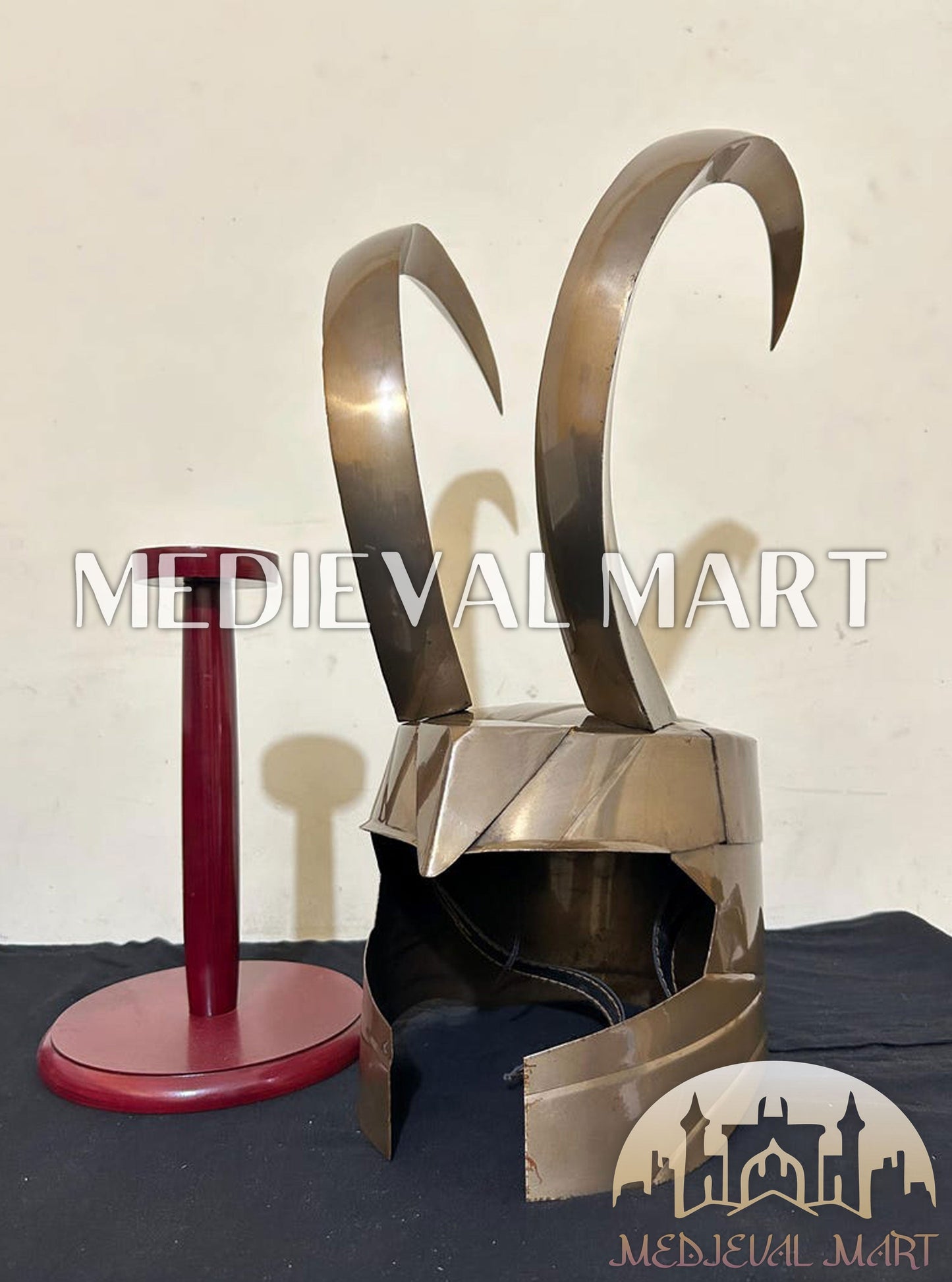 MEDIEVALMART AU Great Fantasy Helmet With Metal Horns or Free Stand | LARP Props