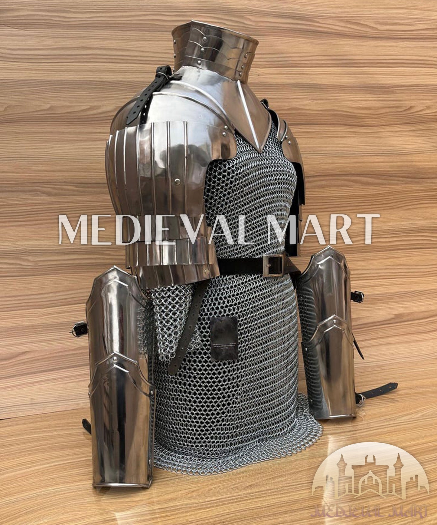 MEDIEVALMART AU Iconic Viking's Jarl Borg Iron Spikes  Battleworn Viking Wooden Shield | Gifts For Dad