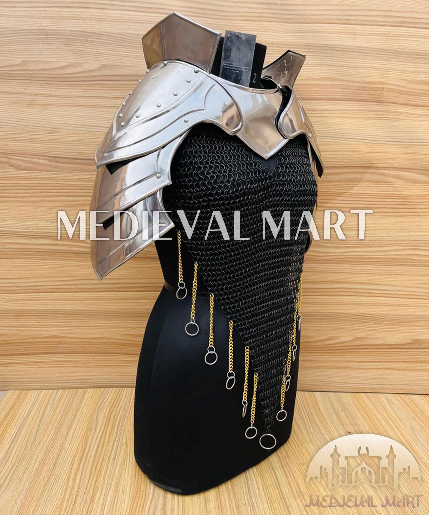 MEDIEVALMART AU Iconic Viking's Jarl Borg Iron Spikes  Battleworn Viking Wooden Shield | Gifts For Dad