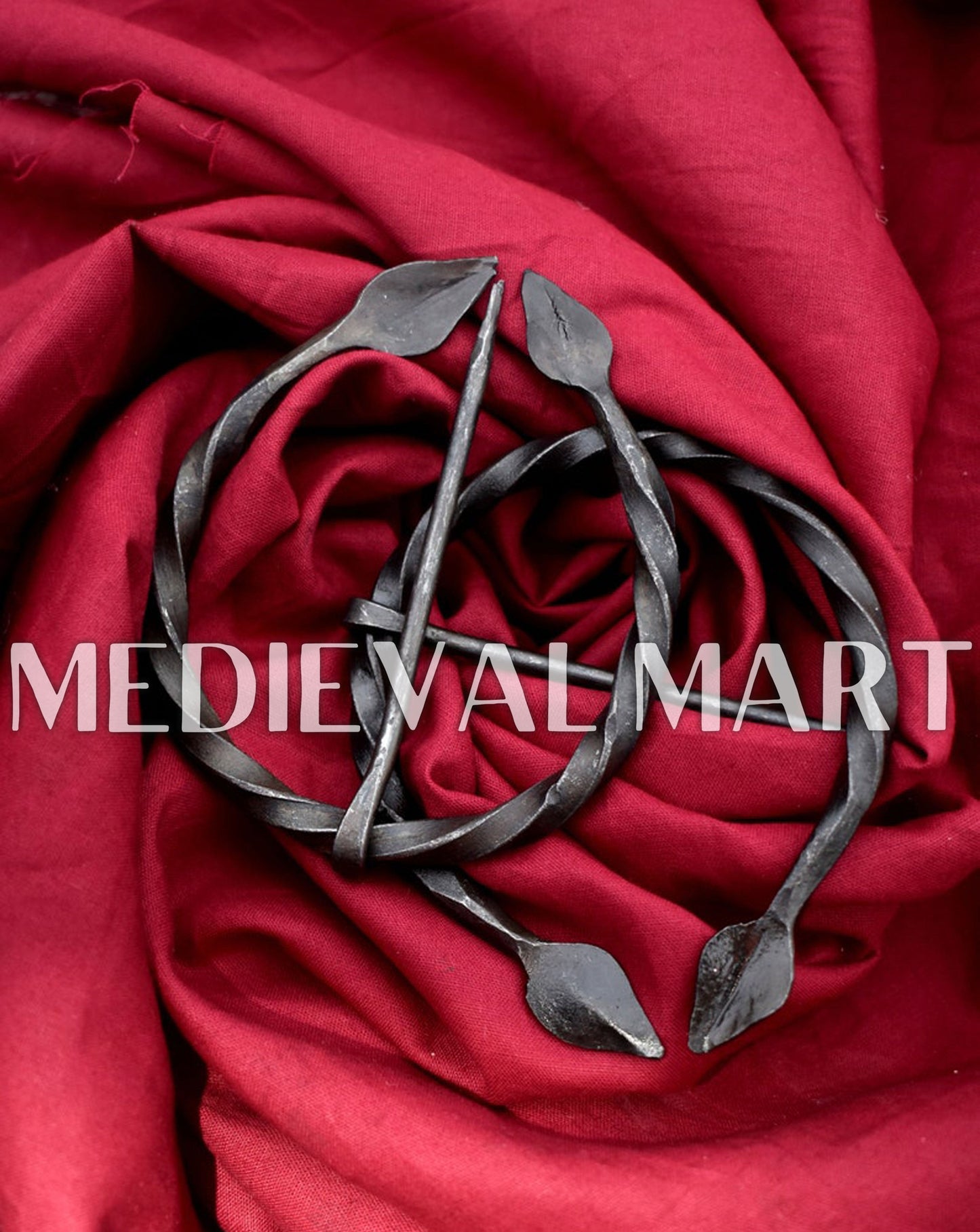 MEDIEVALMART AU Hand Forged Medieval Twisted Troll Cross Iron Pendent With Leather Cord