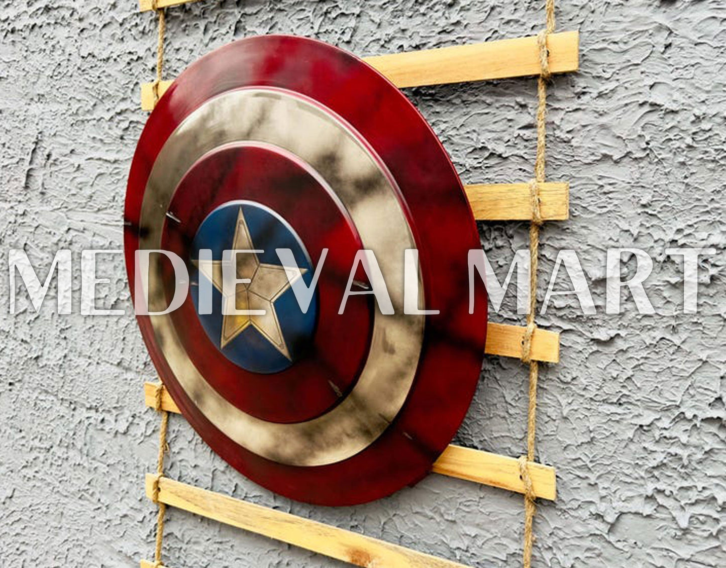 MEDIEVALMART AU First Avengers Steve Rogers Damaged Shield | Gift for Cosplayer