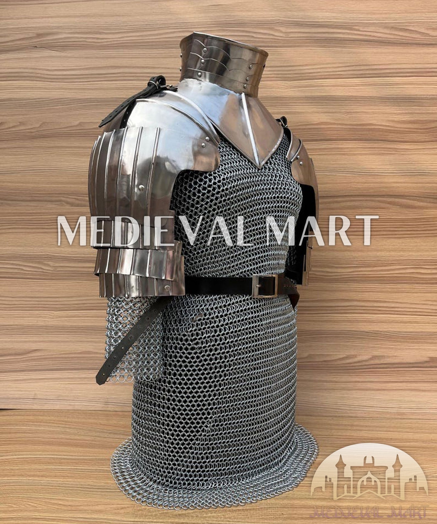 MEDIEVALMART AU Iconic Viking's Jarl Borg Iron Spikes  Battleworn Viking Wooden Shield | Gifts For Dad