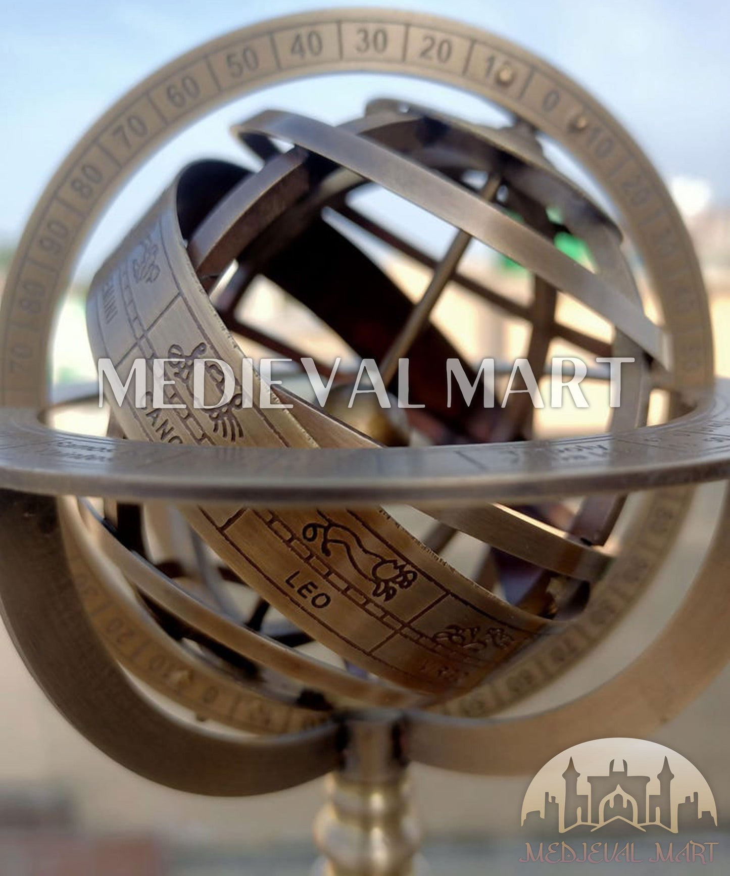 MEDIEVALMART AU "Achilles" Gold Finish Trojan Warrior Helmet W/H Free Stand | Troy Props