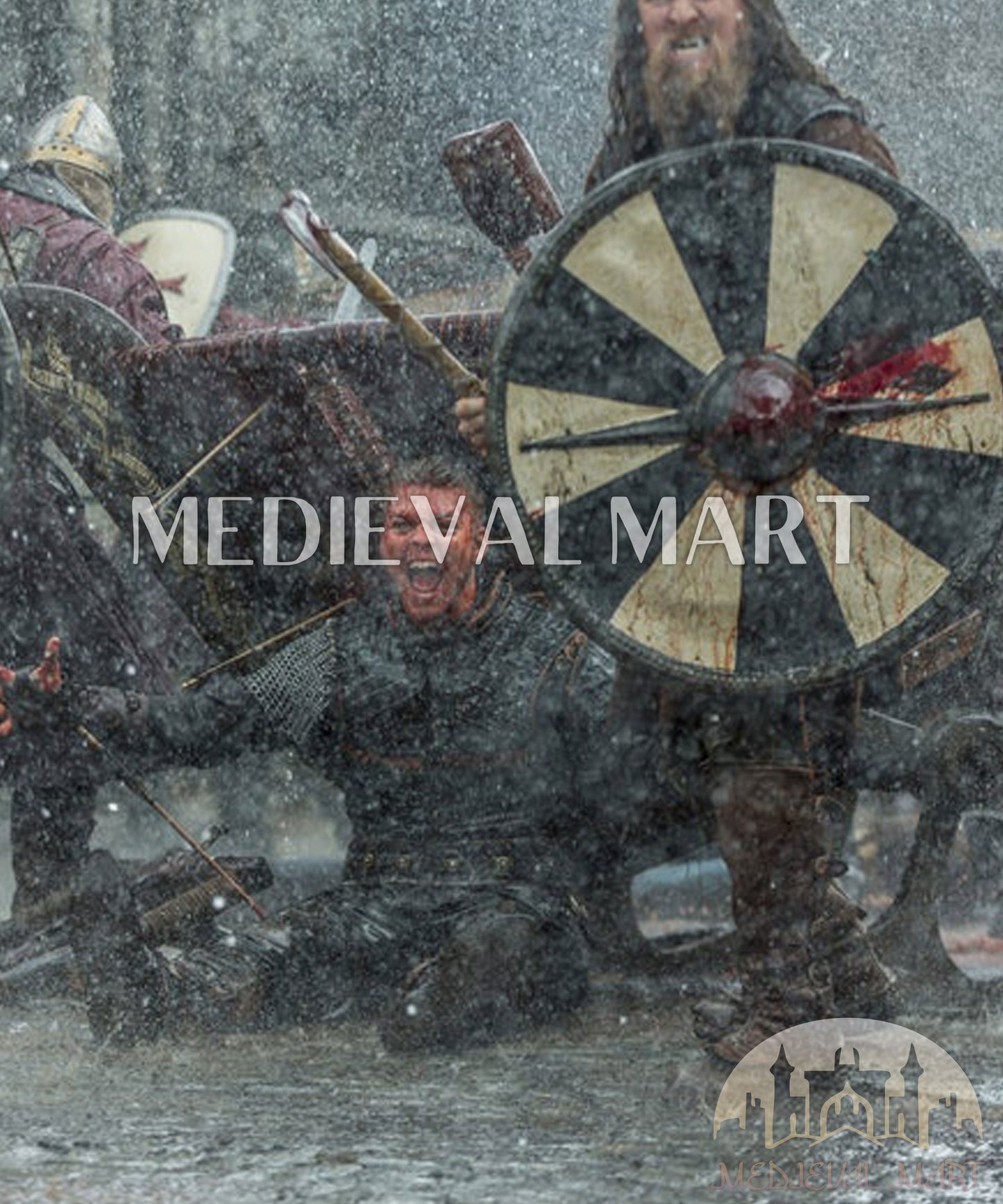 MEDIEVALMART AU Iconic Viking's Jarl Borg Iron Spikes  Battleworn Viking Wooden Shield | Gifts For Dad