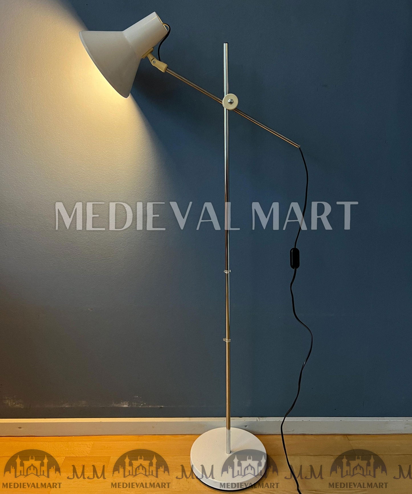 MEDIEVALMART AU Vintage Mid Century Silver Dijkstra Space Age Floor Lamp