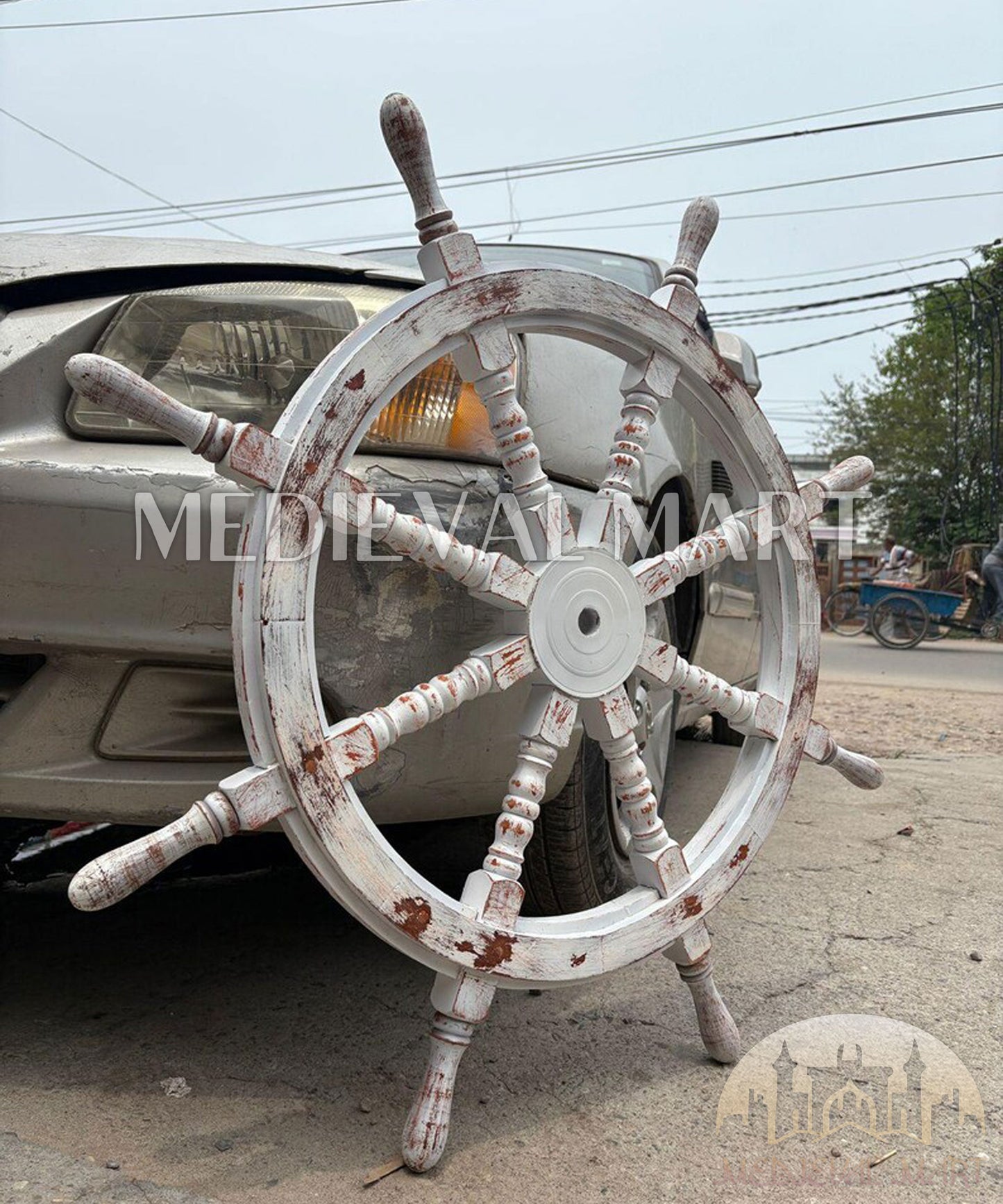 MEDIEVALMART AU Hand Forged Medieval Twisted Troll Cross Iron Pendent With Leather Cord