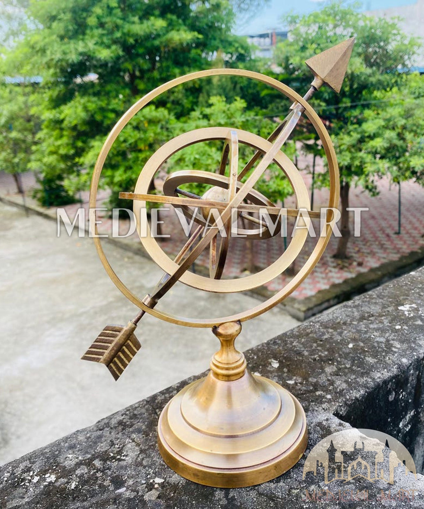 MEDIEVALMART AU "Achilles" Gold Finish Trojan Warrior Helmet W/H Free Stand | Troy Props