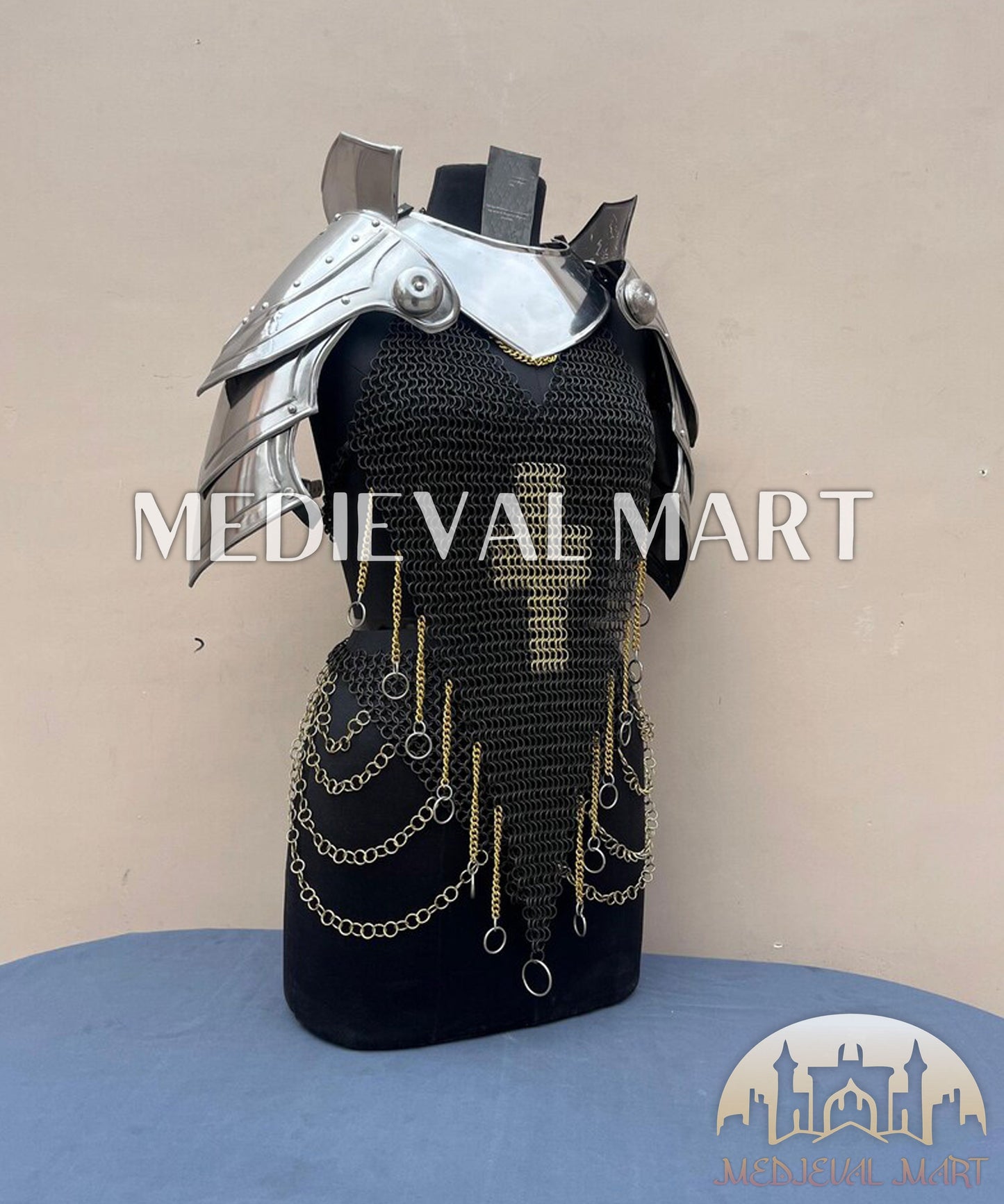 MEDIEVALMART AU Iconic Viking's Jarl Borg Iron Spikes  Battleworn Viking Wooden Shield | Gifts For Dad