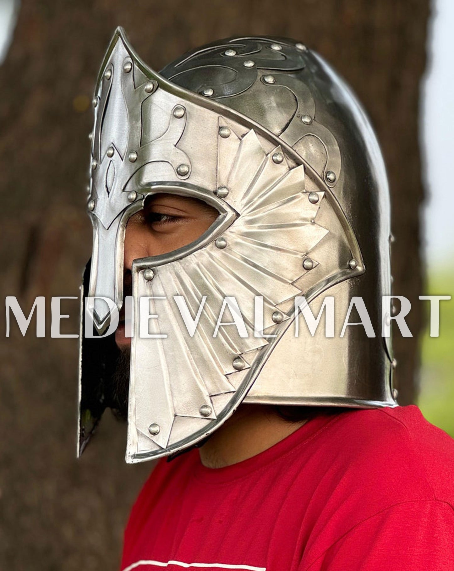 MEDIEVALMART AU "Achilles" Gold Finish Trojan Warrior Helmet W/H Free Stand | Troy Props