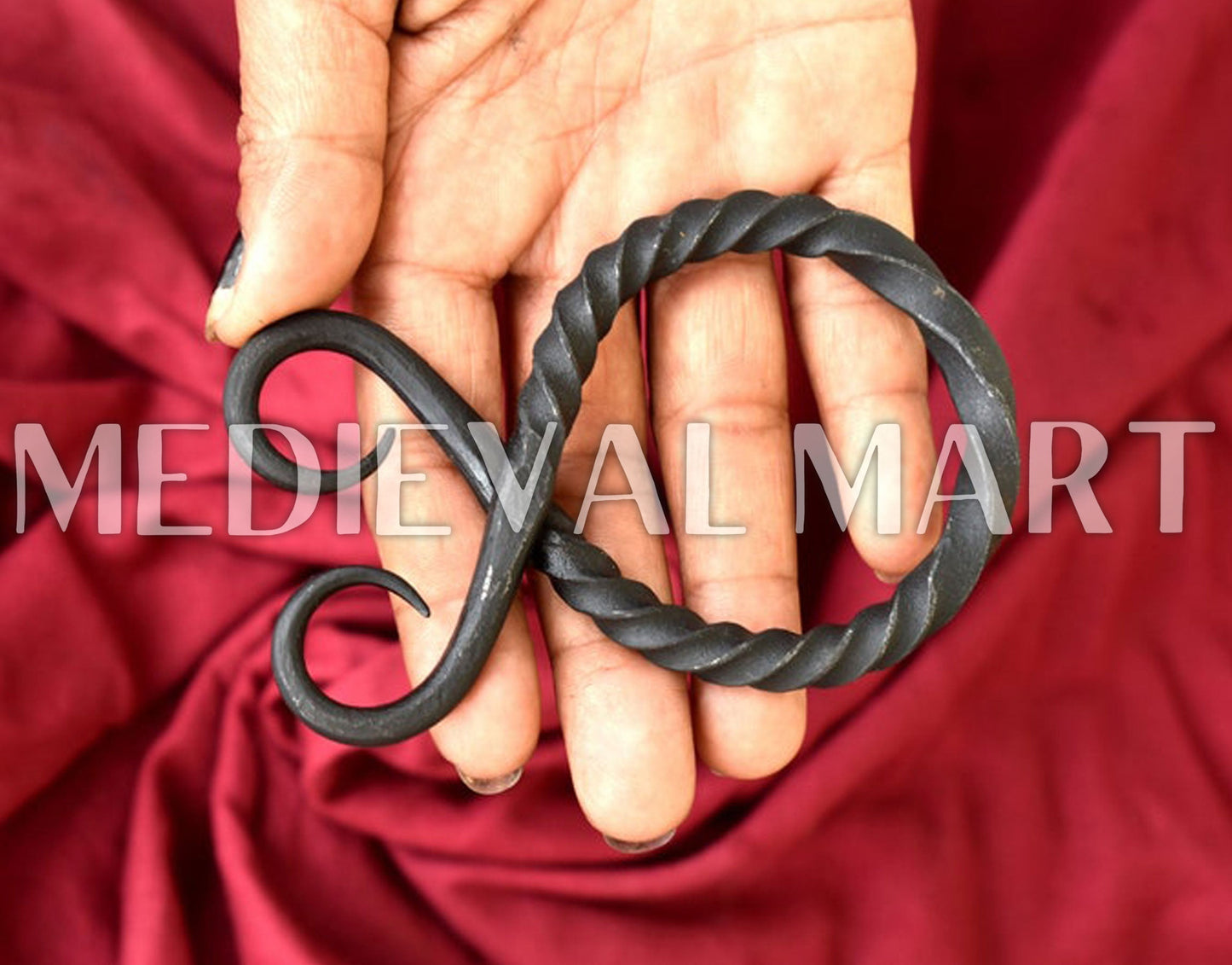 MEDIEVALMART AU Hand Forged Medieval Twisted Troll Cross Iron Pendent With Leather Cord