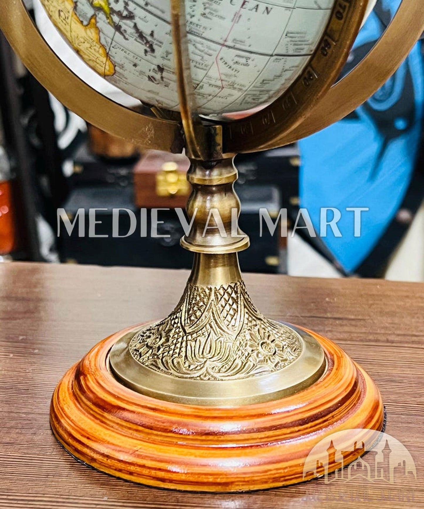 MEDIEVALMART AU "Achilles" Gold Finish Trojan Warrior Helmet W/H Free Stand | Troy Props