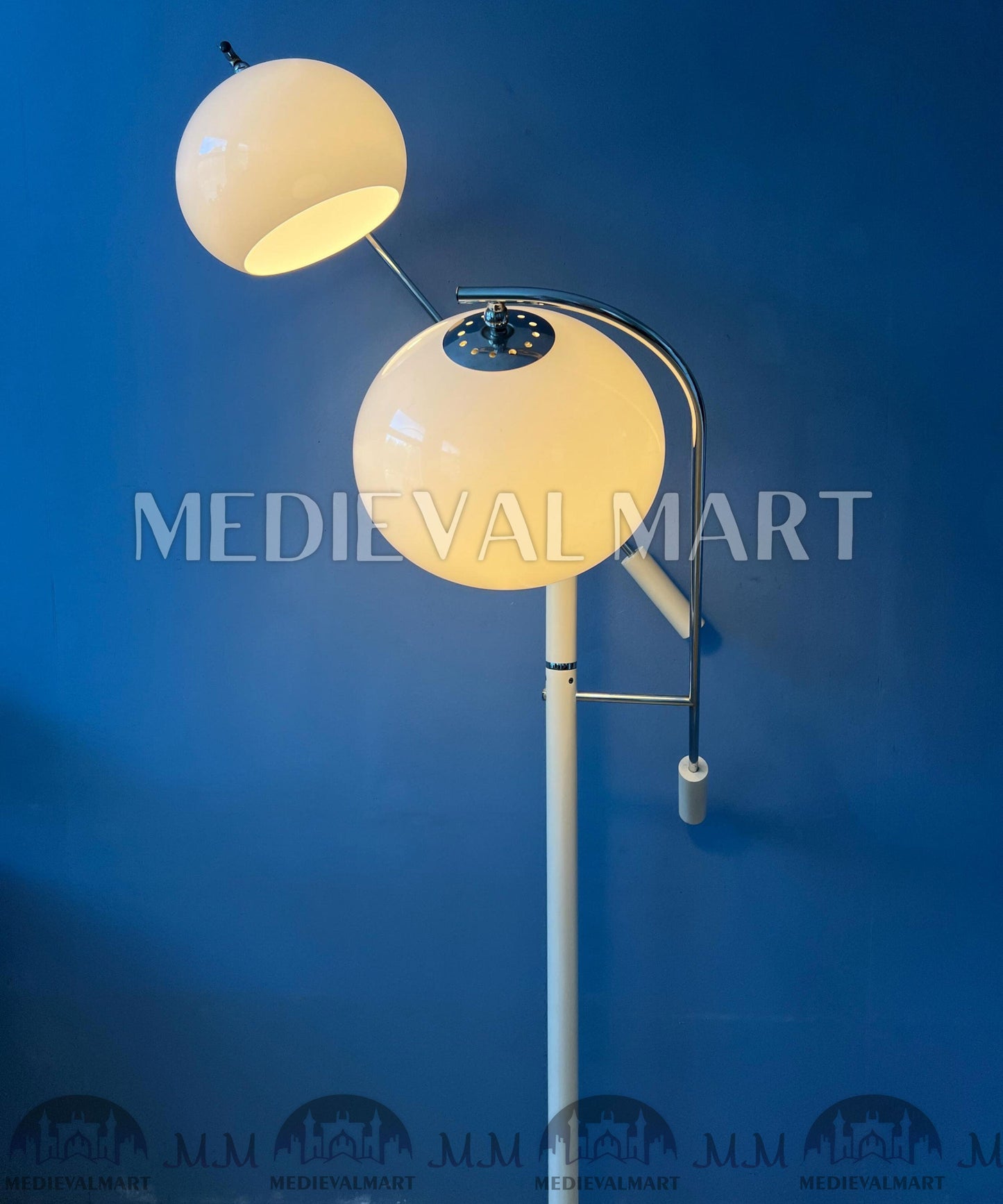 MEDIEVALMART AU Vintage Mid Century Silver Dijkstra Space Age Floor Lamp