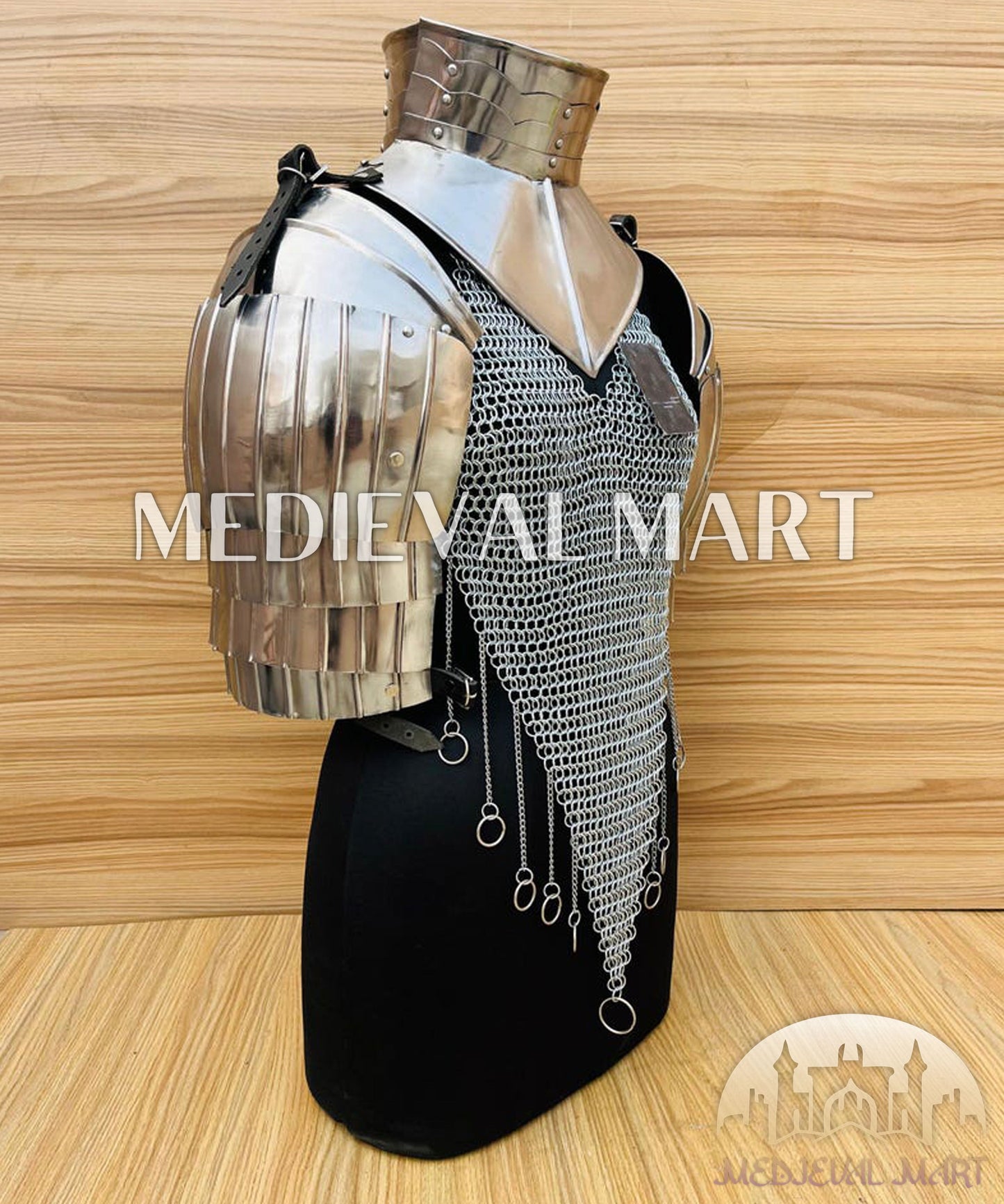 MEDIEVALMART AU Iconic Viking's Jarl Borg Iron Spikes  Battleworn Viking Wooden Shield | Gifts For Dad