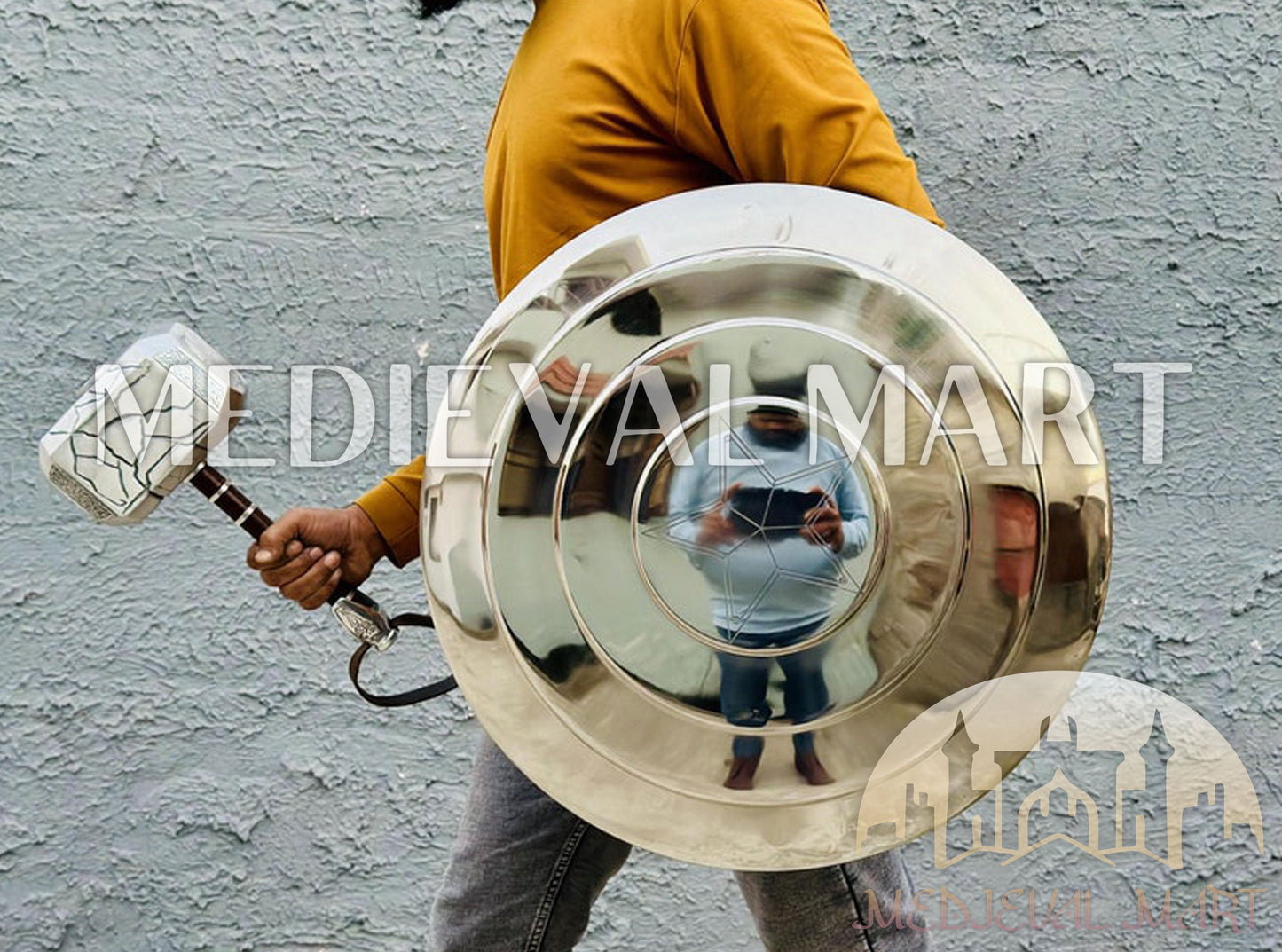 MEDIEVALMART AU First Avengers Steve Rogers Damaged Shield | Gift for Cosplayer