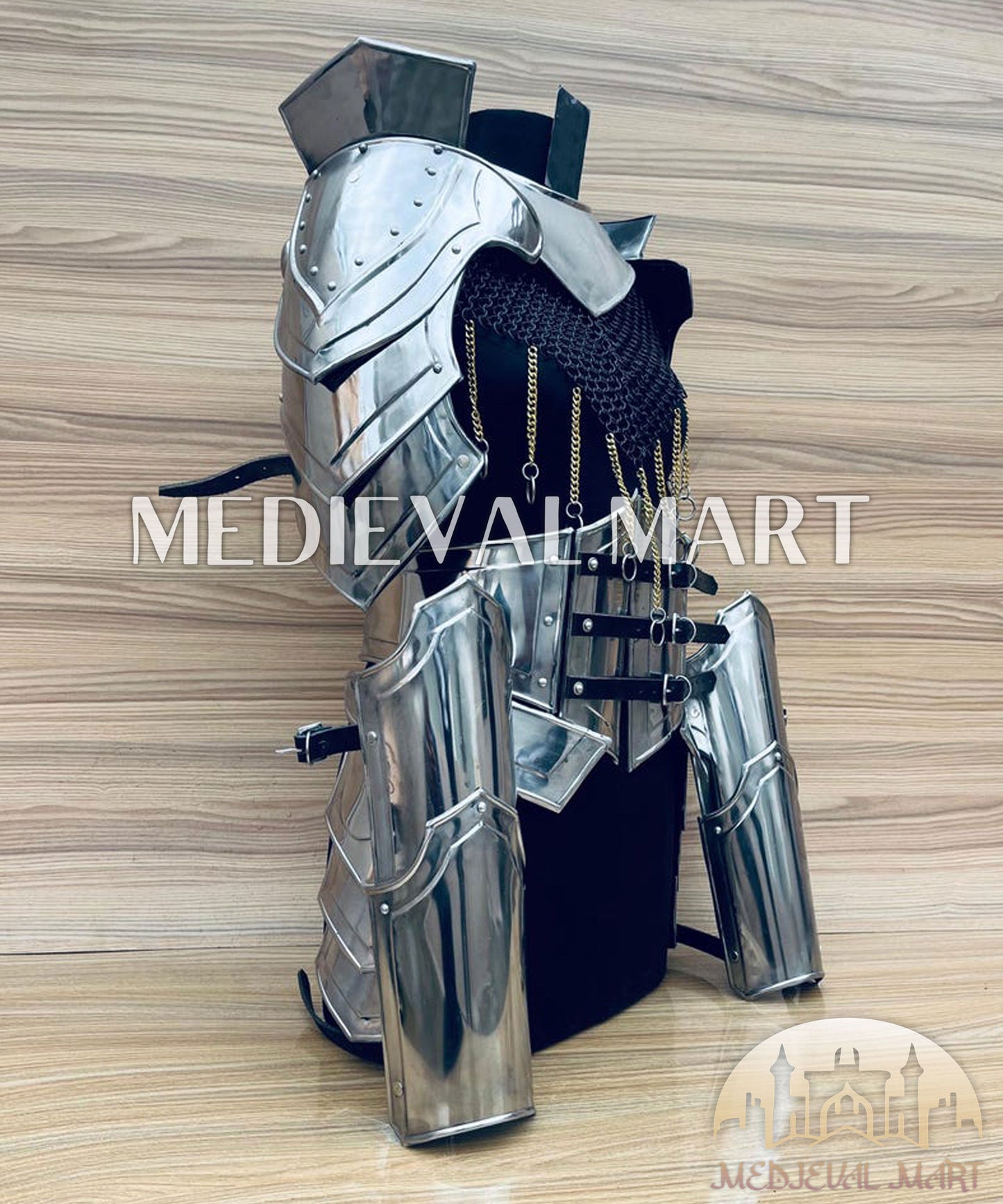 MEDIEVALMART AU (Isolara Dragonplate) Women’s Armor W/H Silver (Dragonfang) Jesus Chainmail + Arms Armor