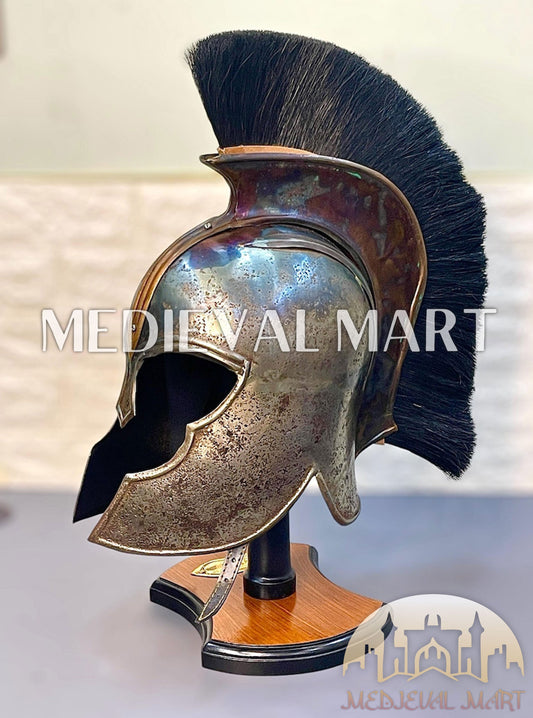MEDIEVALMART AU "Achilles" Gold Finish Trojan Warrior Helmet W/H Free Stand | Troy Props