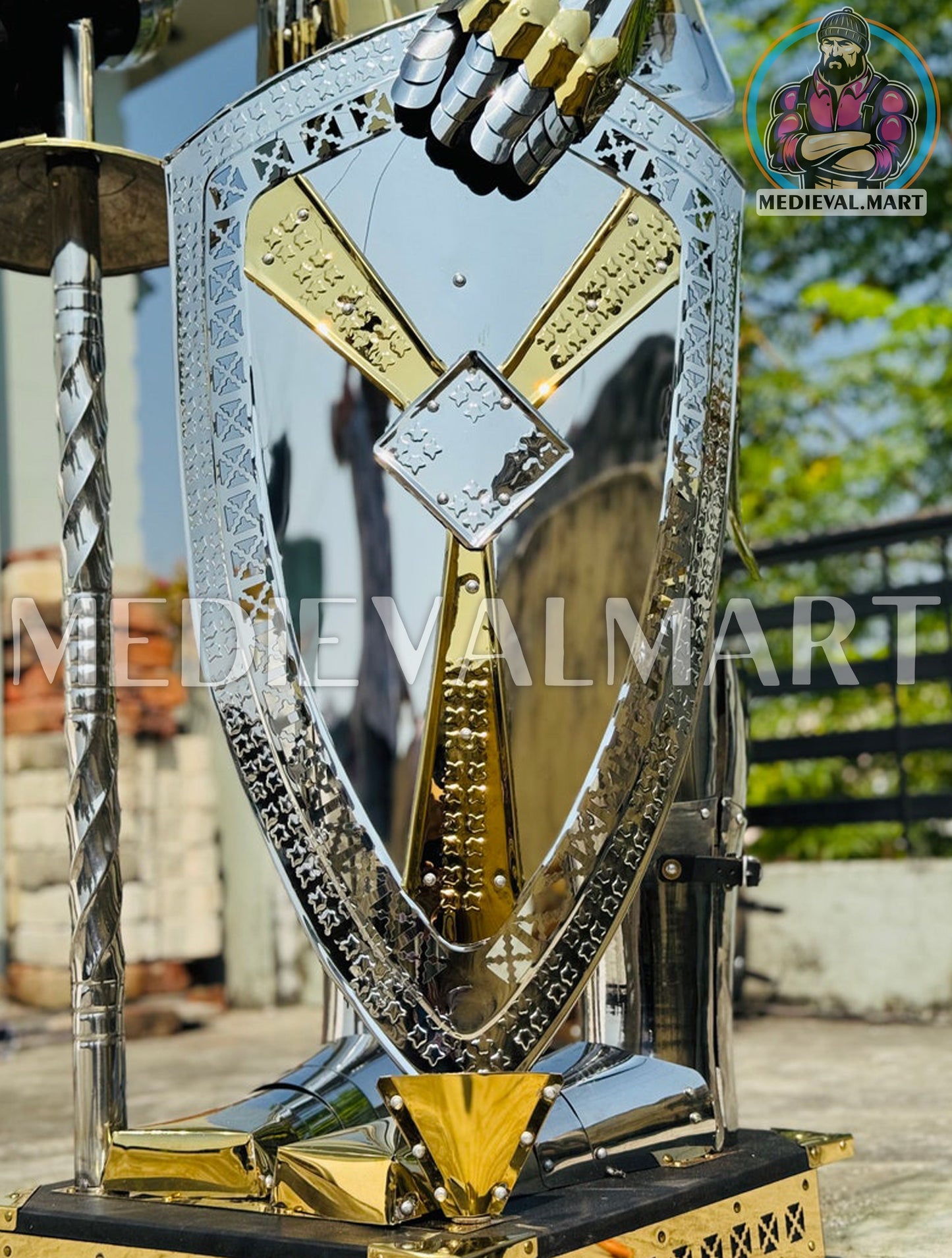 MEDIEVALMART AU Hand Forged Medieval Twisted Troll Cross Iron Pendent With Leather Cord