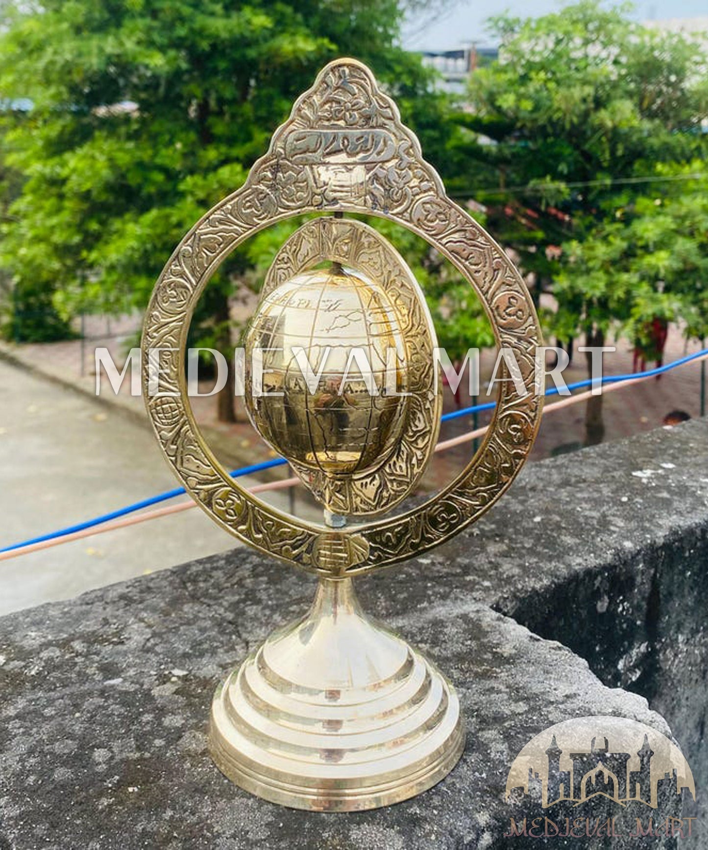 MEDIEVALMART AU "Achilles" Gold Finish Trojan Warrior Helmet W/H Free Stand | Troy Props