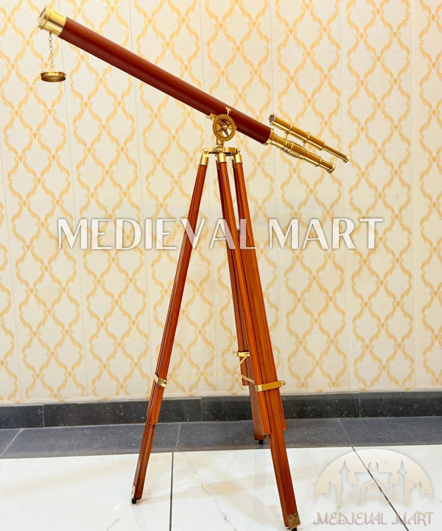 MEDIEVALMART AU Medieval Templar Devil Zelda Cross Inspired Wooden Shield Bliue & Gold Finish | Gift for Christmas Day