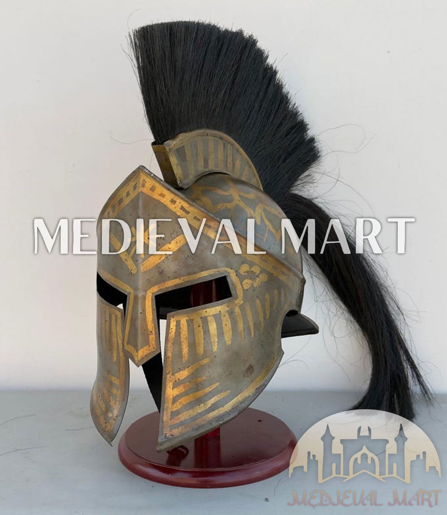 MEDIEVALMART AU Great Fantasy Helmet With Metal Horns or Free Stand | LARP Props