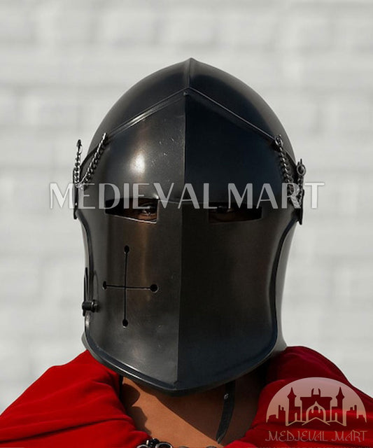 MEDIEVALMART AU Great Fantasy Helmet With Metal Horns or Free Stand | LARP Props