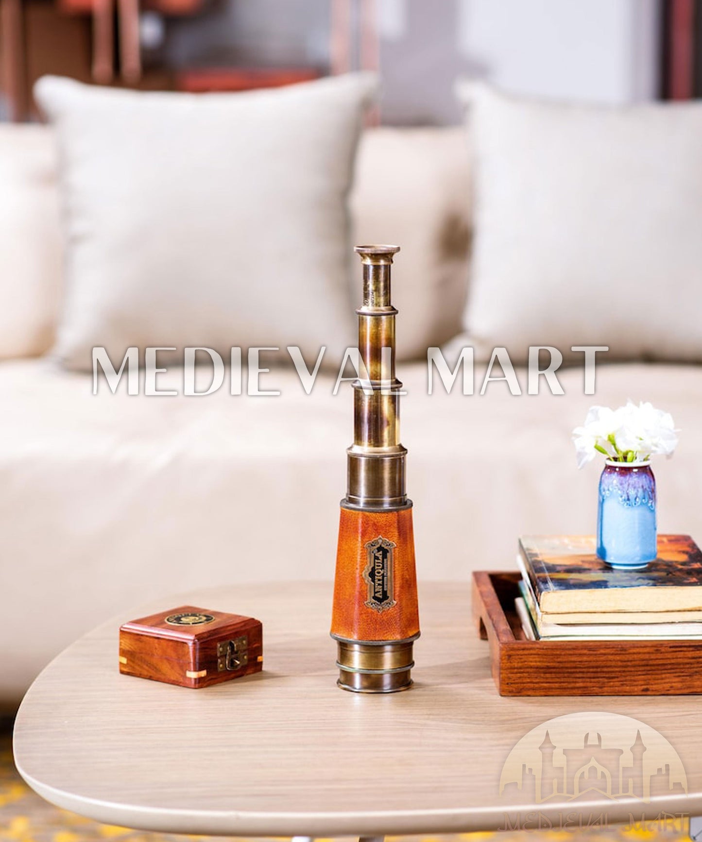 MEDIEVALMART AU Medieval Templar Devil Zelda Cross Inspired Wooden Shield Bliue & Gold Finish | Gift for Christmas Day