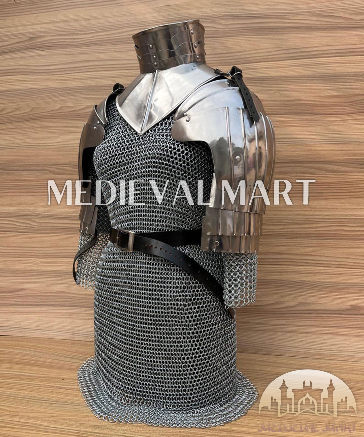 MEDIEVALMART AU Iconic Viking's Jarl Borg Iron Spikes  Battleworn Viking Wooden Shield | Gifts For Dad