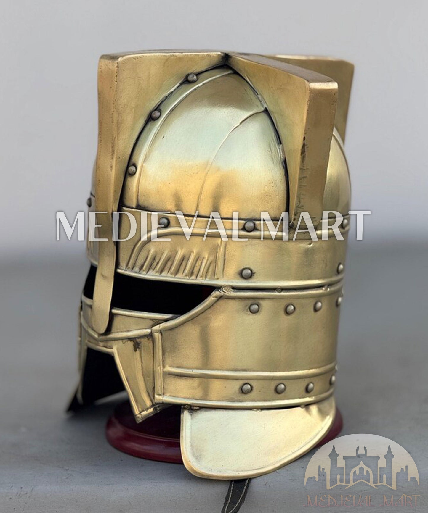MEDIEVALMART AU Great Fantasy Helmet With Metal Horns or Free Stand | LARP Props