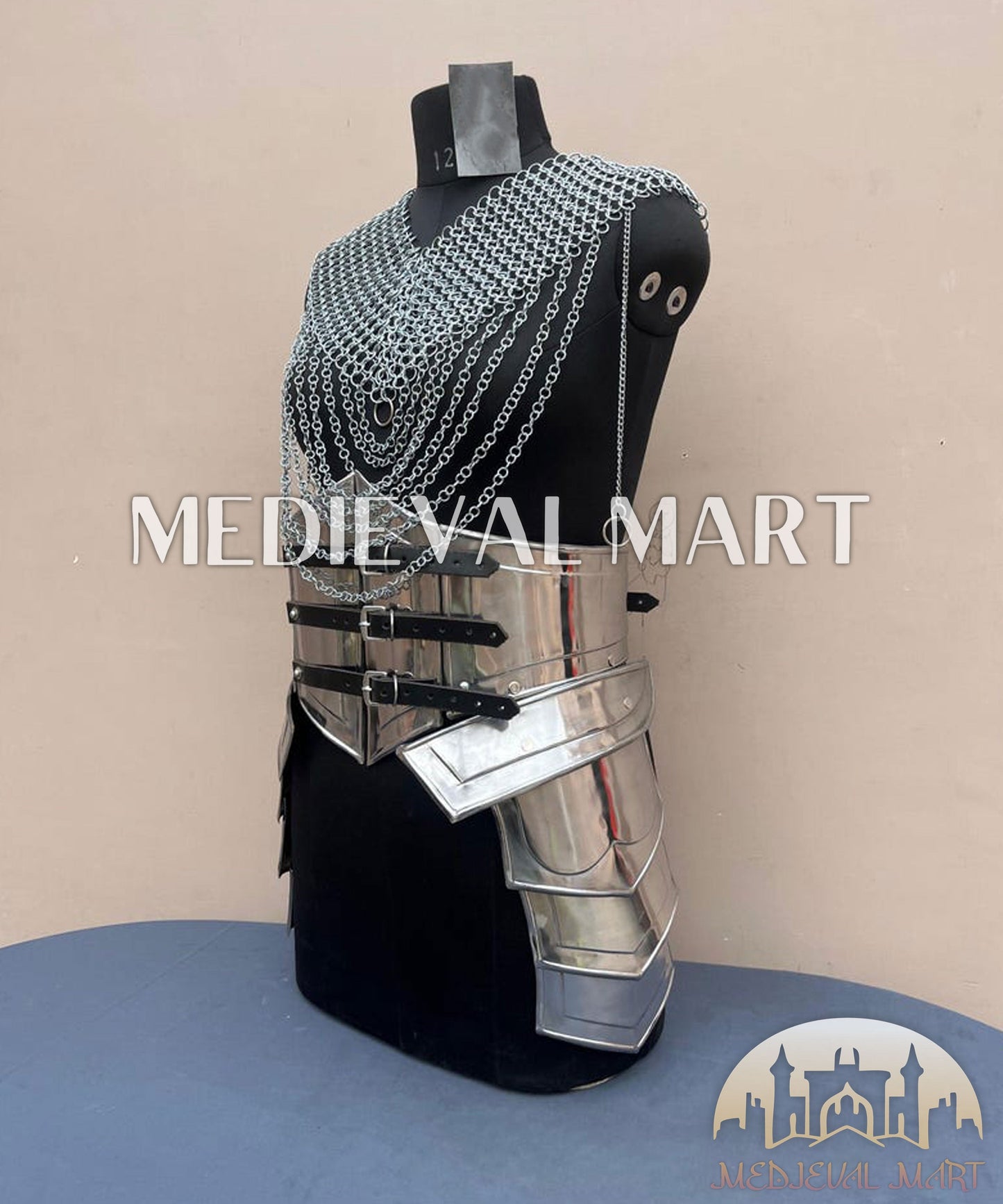 MEDIEVALMART AU Iconic Viking's Jarl Borg Iron Spikes  Battleworn Viking Wooden Shield | Gifts For Dad