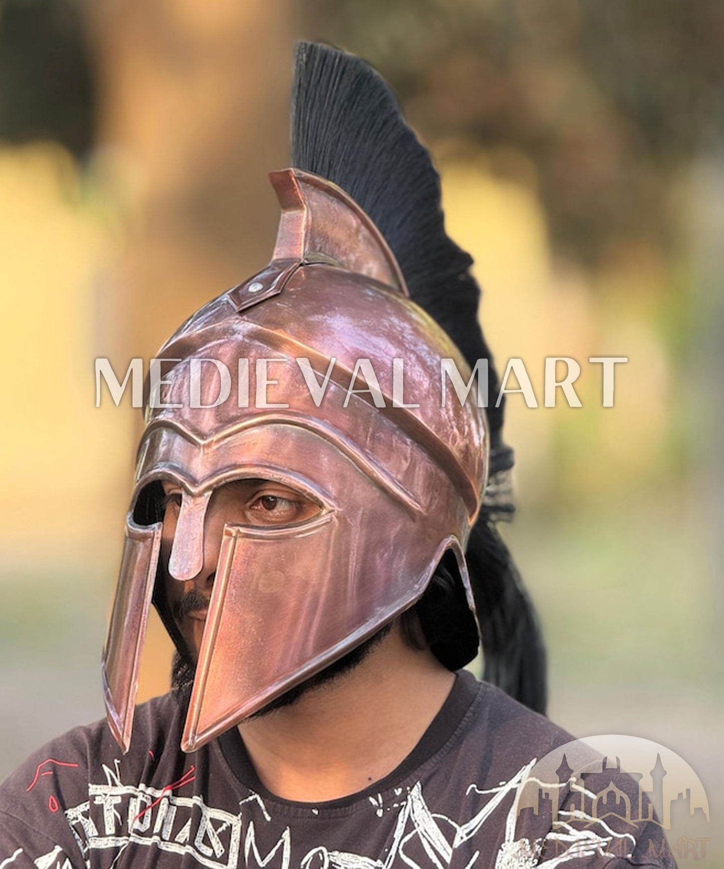 MEDIEVALMART AU Great Fantasy Helmet With Metal Horns or Free Stand | LARP Props