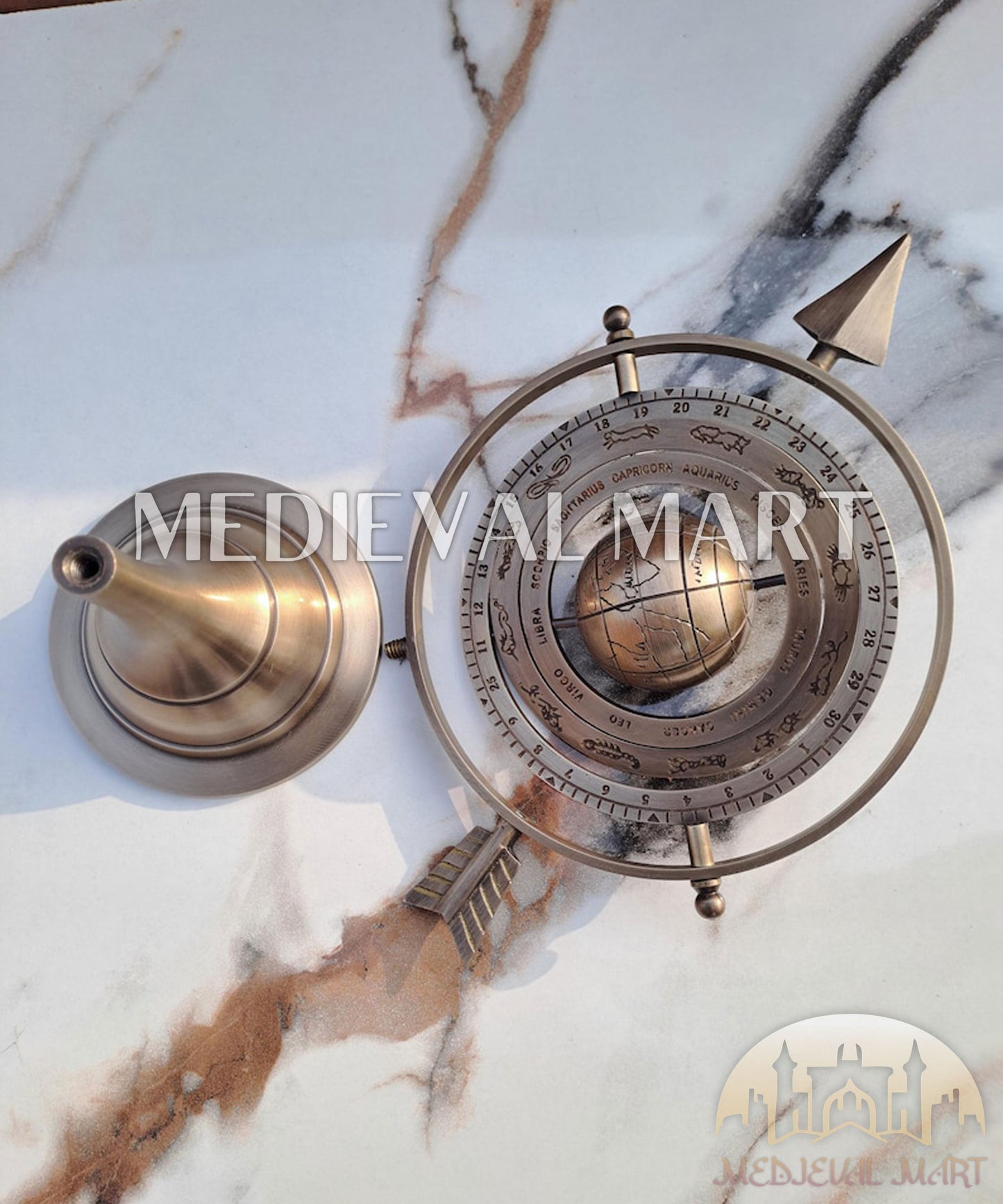 MEDIEVALMART AU "Achilles" Gold Finish Trojan Warrior Helmet W/H Free Stand | Troy Props