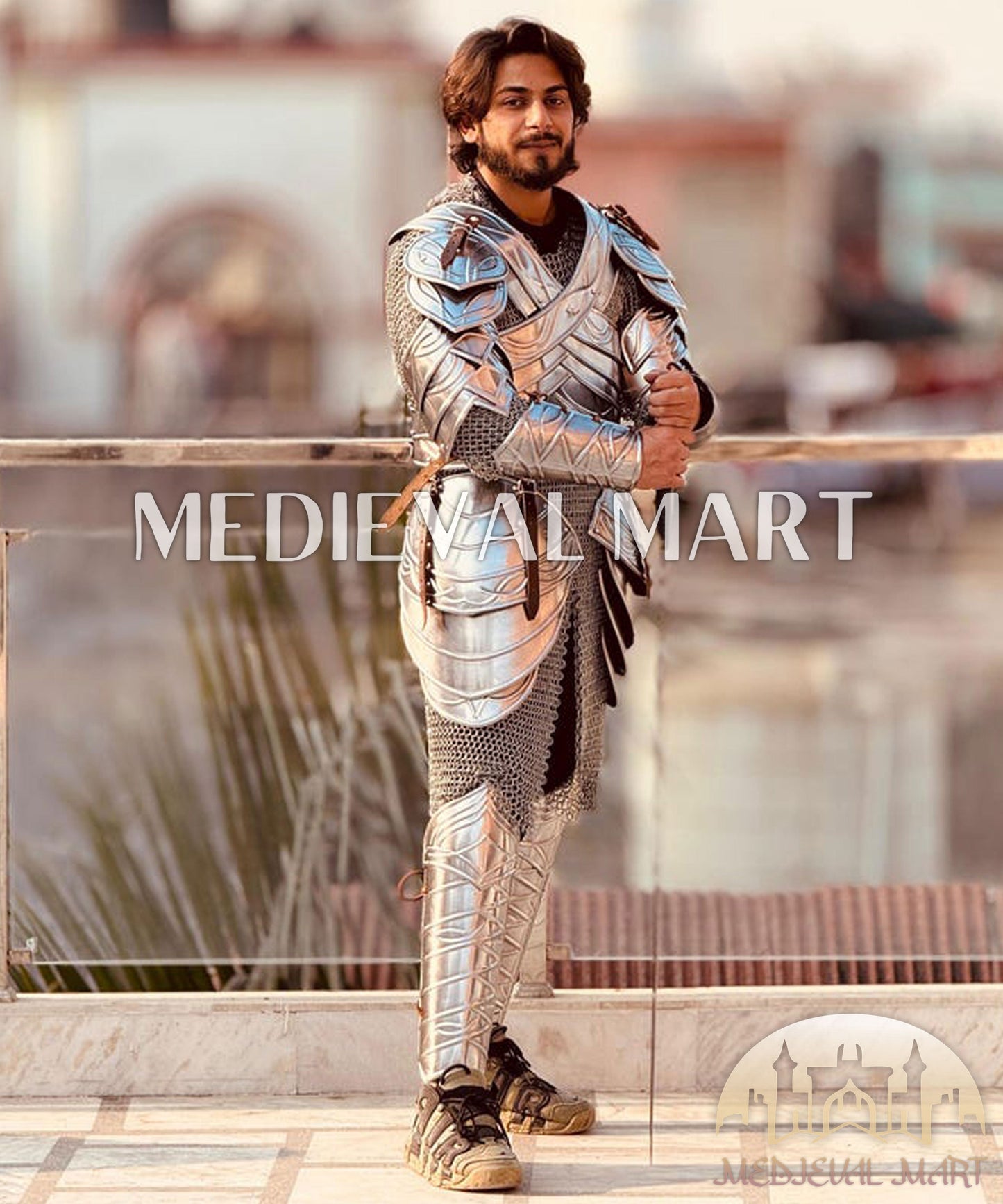 MEDIEVALMART AU Hand Forged Medieval Twisted Troll Cross Iron Pendent With Leather Cord