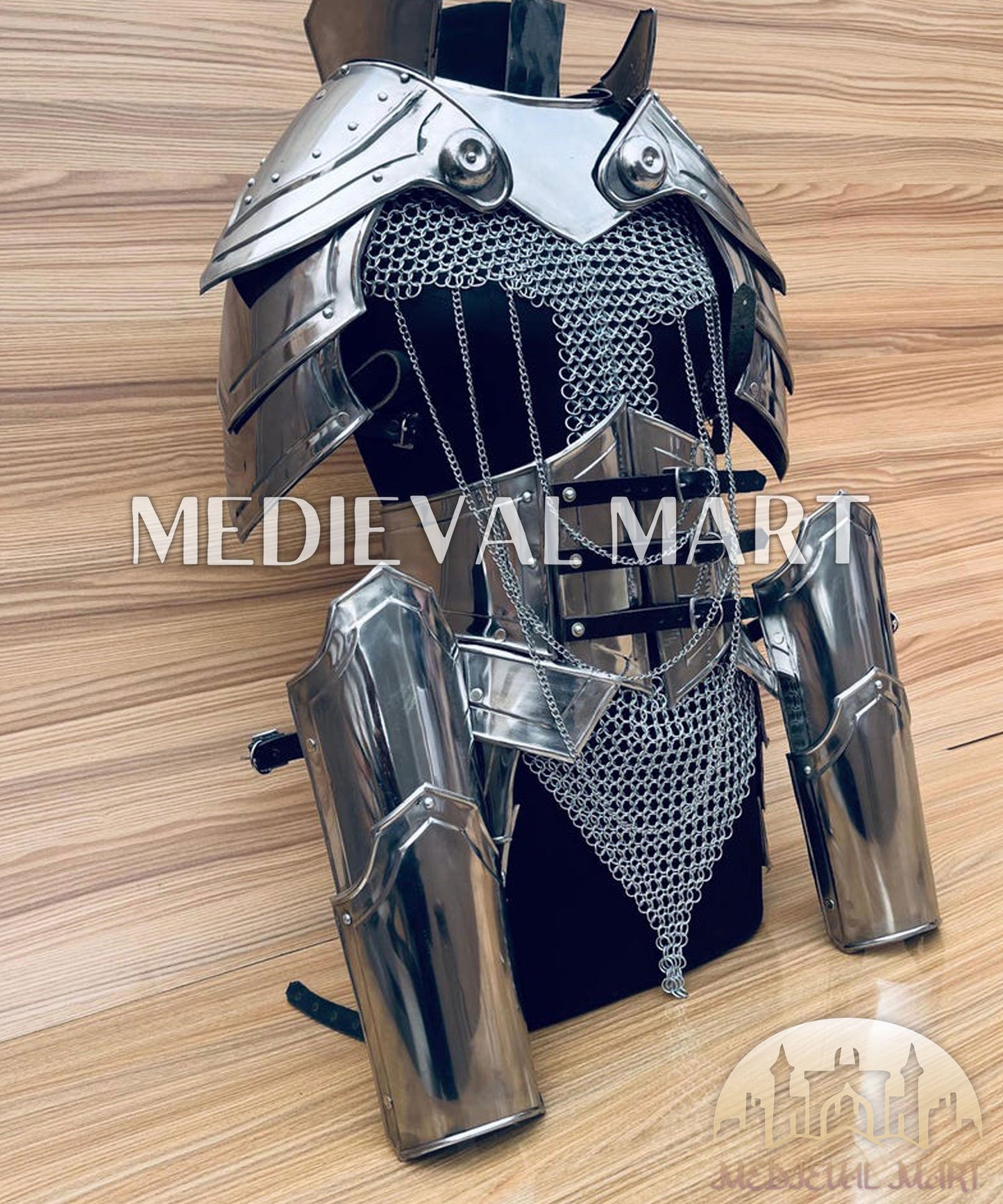 MEDIEVALMART AU (Isolara Dragonplate) Women’s Armor W/H Silver (Dragonfang) Jesus Chainmail + Arms Armor
