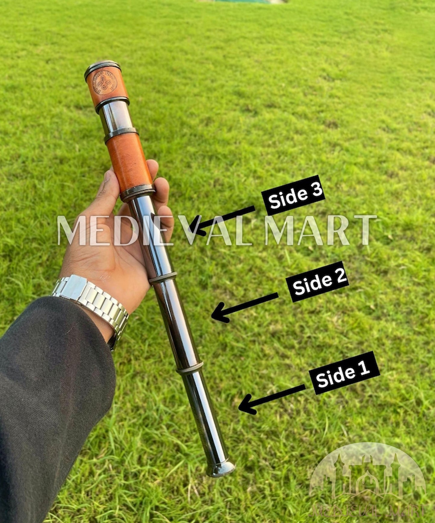 MEDIEVALMART AU Medieval Templar Devil Zelda Cross Inspired Wooden Shield Bliue & Gold Finish | Gift for Christmas Day