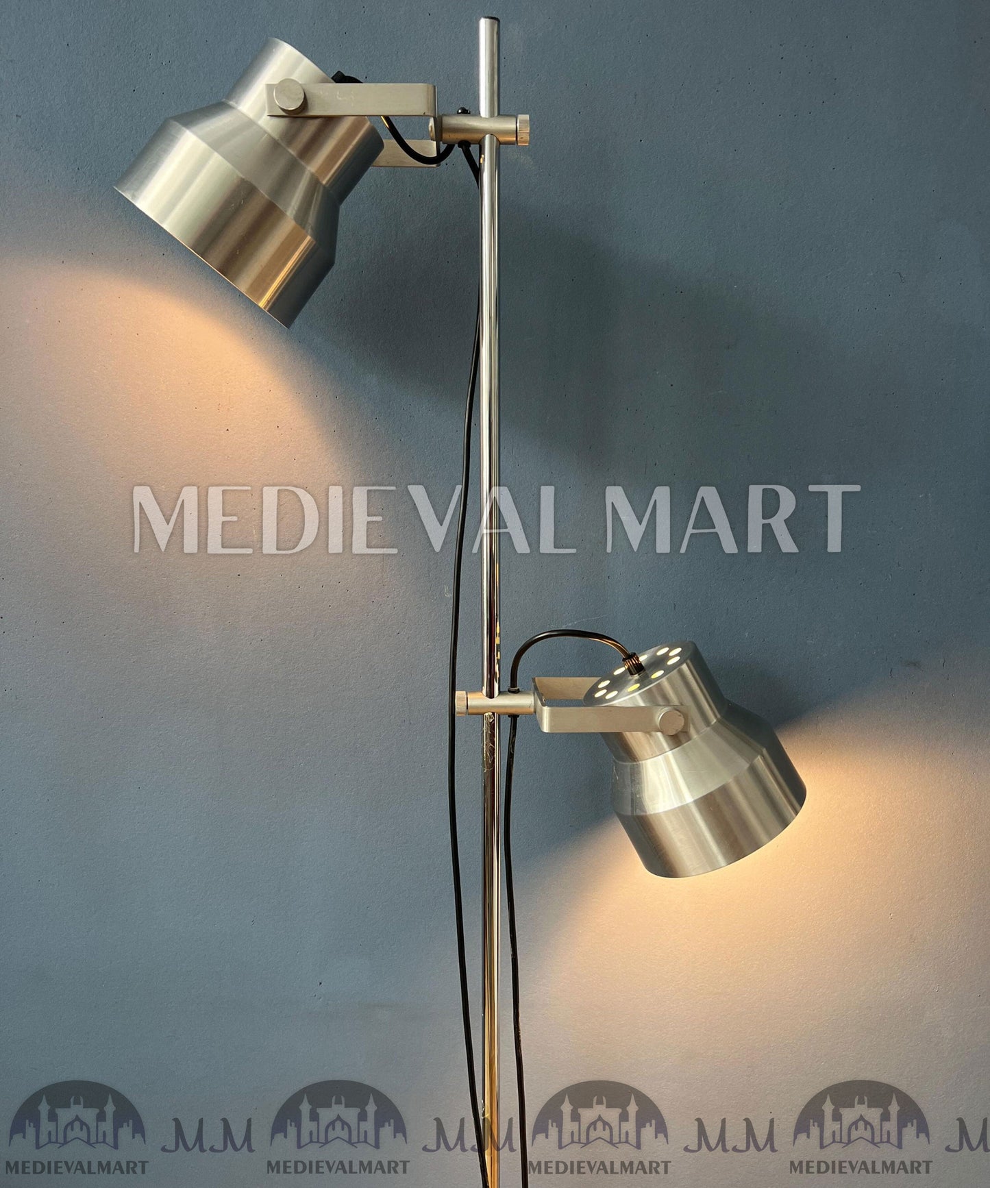 MEDIEVALMART AU Vintage Mid Century Silver Dijkstra Space Age Floor Lamp