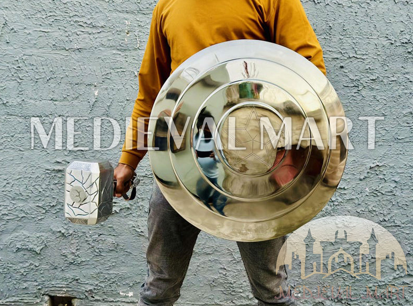 MEDIEVALMART AU First Avengers Steve Rogers Damaged Shield | Gift for Cosplayer