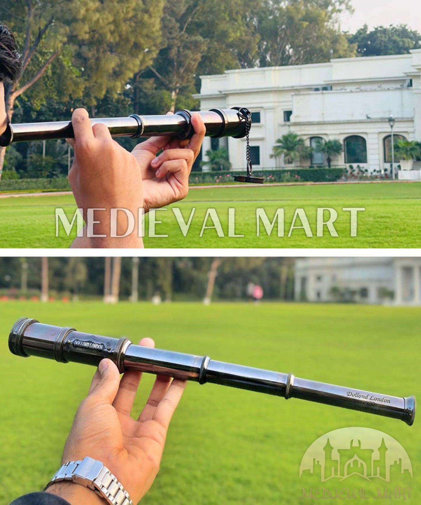 MEDIEVALMART AU Medieval Templar Devil Zelda Cross Inspired Wooden Shield Bliue & Gold Finish | Gift for Christmas Day