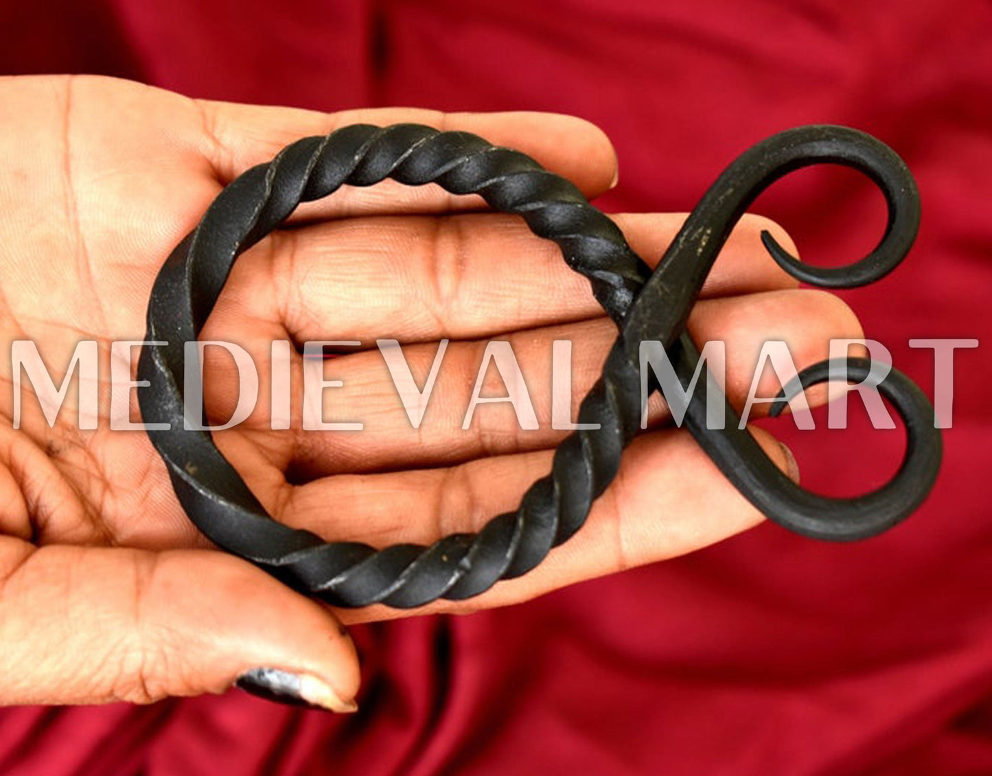 MEDIEVALMART AU Hand Forged Medieval Twisted Troll Cross Iron Pendent With Leather Cord