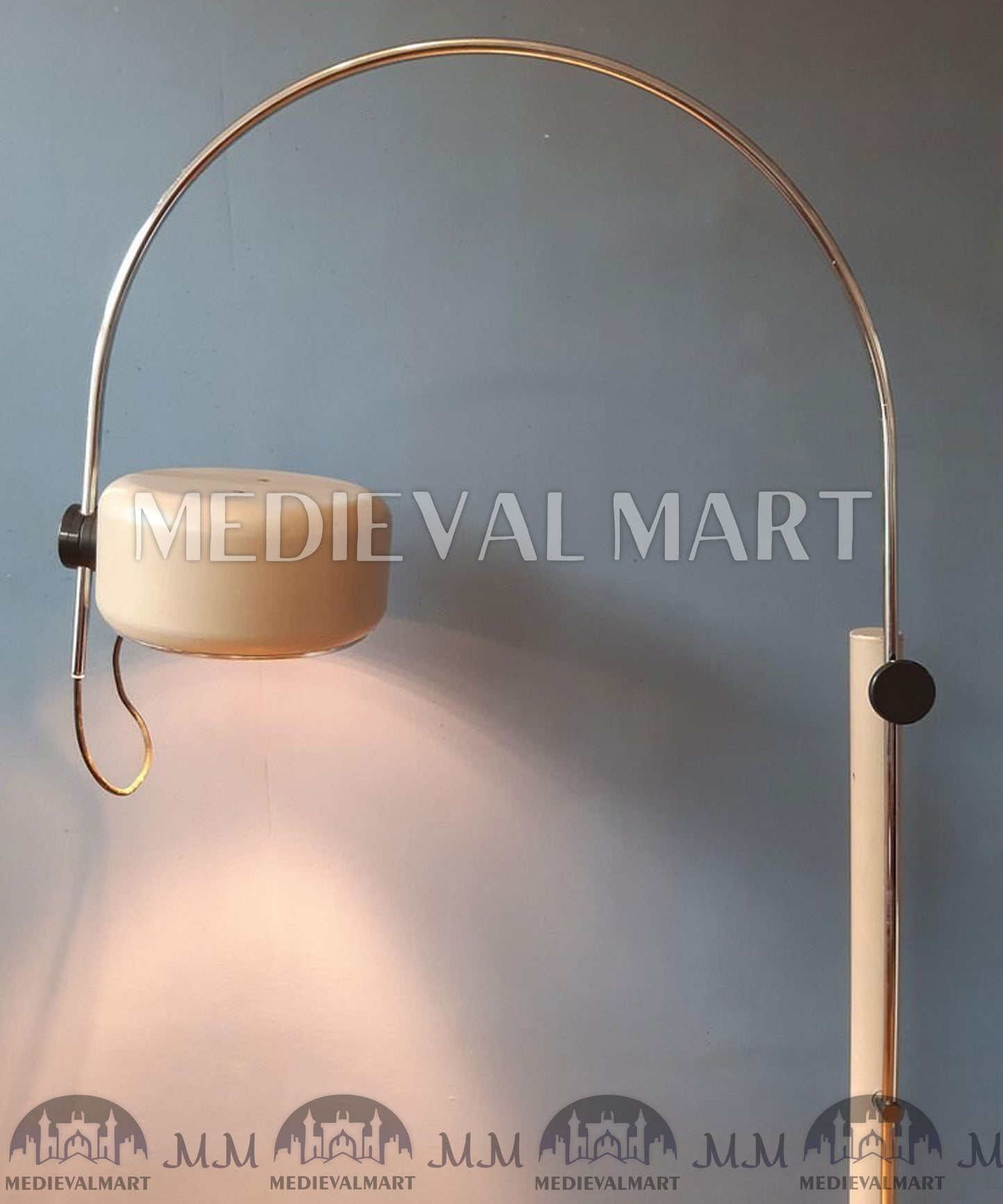 MEDIEVALMART AU Vintage Mid Century Silver Dijkstra Space Age Floor Lamp