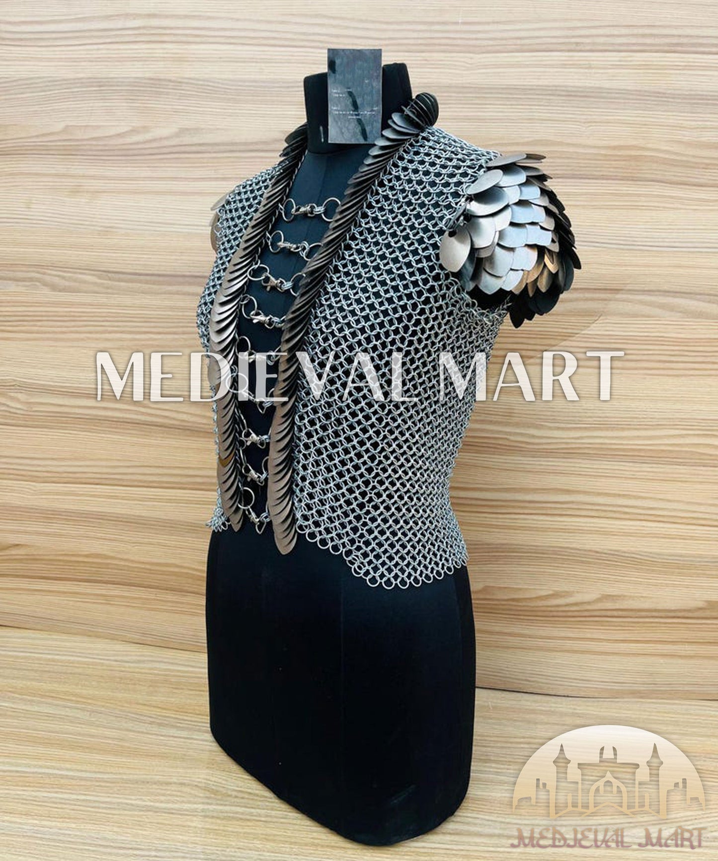 MEDIEVALMART AU Iconic Viking's Jarl Borg Iron Spikes  Battleworn Viking Wooden Shield | Gifts For Dad