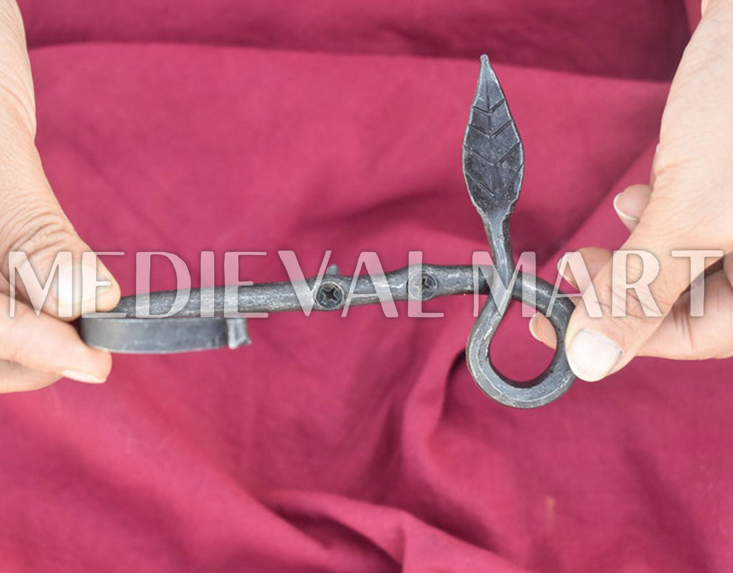 MEDIEVALMART AU Hand Forged Medieval Twisted Troll Cross Iron Pendent With Leather Cord