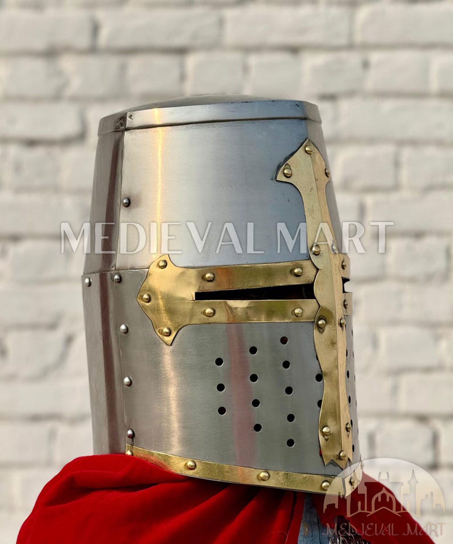 MEDIEVALMART AU Great Fantasy Helmet With Metal Horns or Free Stand | LARP Props